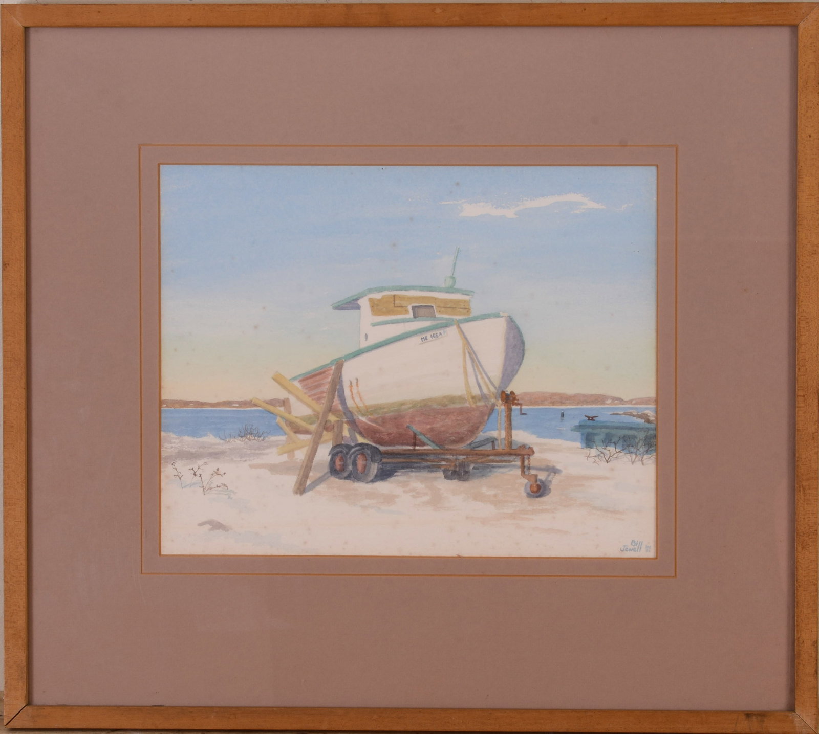 WILLIAM JEWELL (MASSACHUSETTS, 1904 - 1990). WINTER VACATION.: Framed watercolor on paper, signed and dated lower right. Sight 11 x 13.75 inches. Framed, 20 x 23 inches.