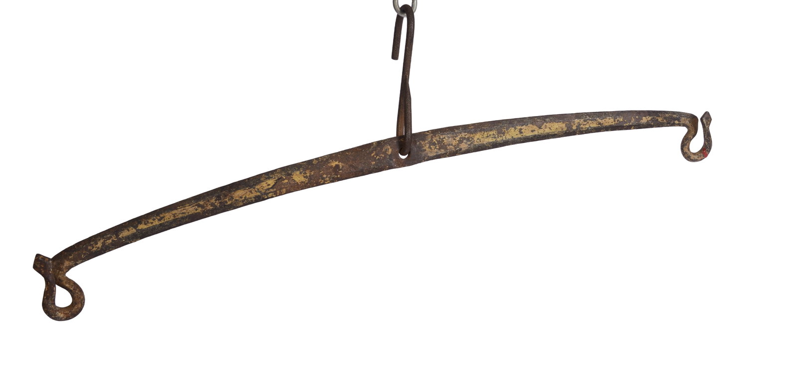 WROUGHT IRON HANGER.: Arms with snake head terminals. Length 28 inches.