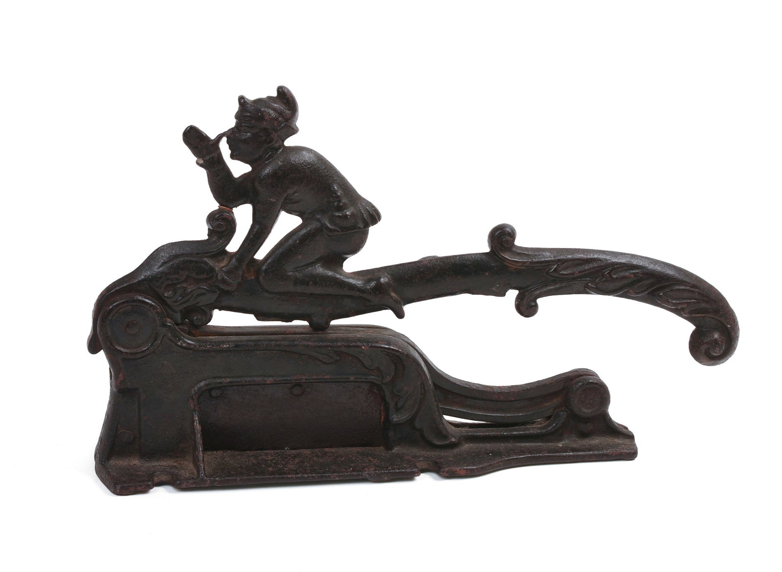 WHIMSICAL CAST IRON CIGAR CUTTER.: 19th century. Length 13 inches.