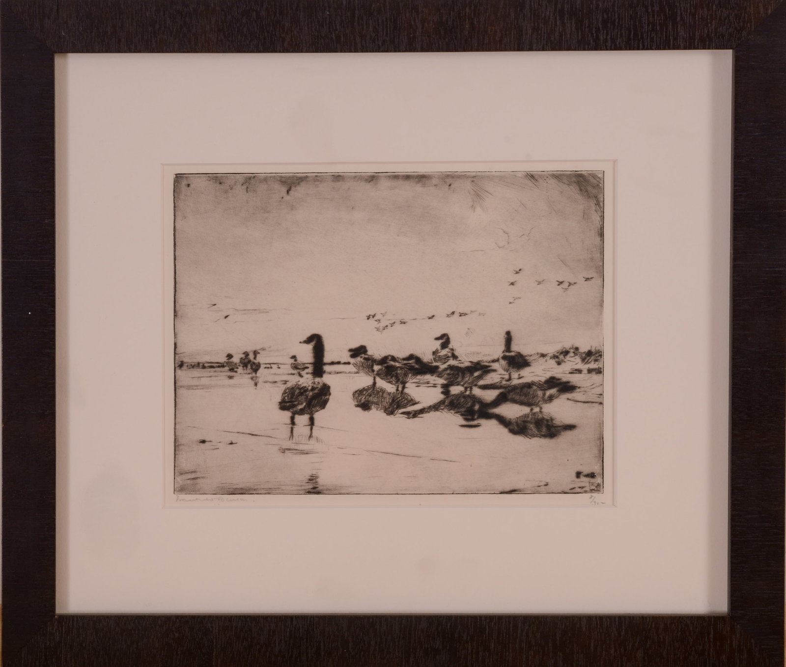 FRANK W. BENSON (1862 - 1951). WILD GEESE RESTING. (1 of 3)