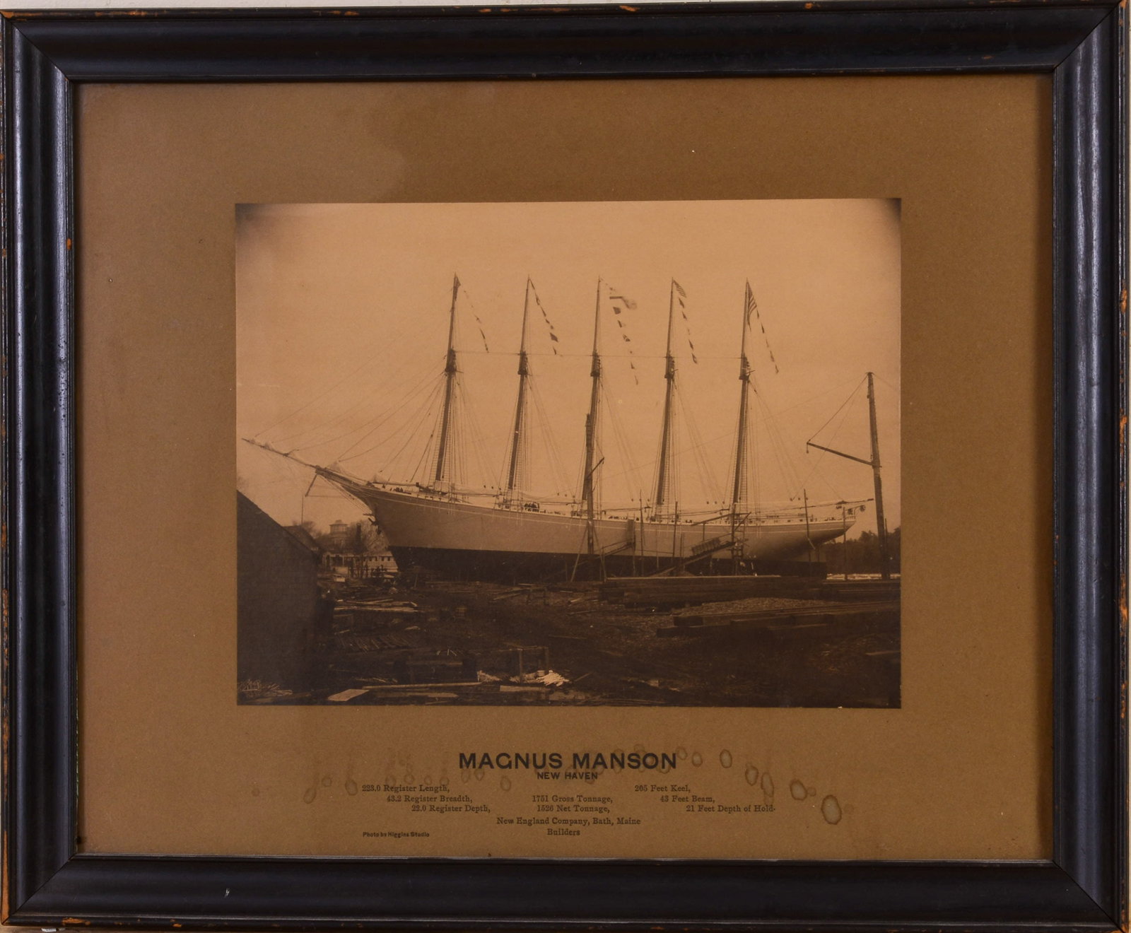FRAMED PHOTO OF MAGNUS MANSON OF NEW HAVEN.: Framed photo by Higgins Studios. Frame 18.5 x 22.5 inches.
