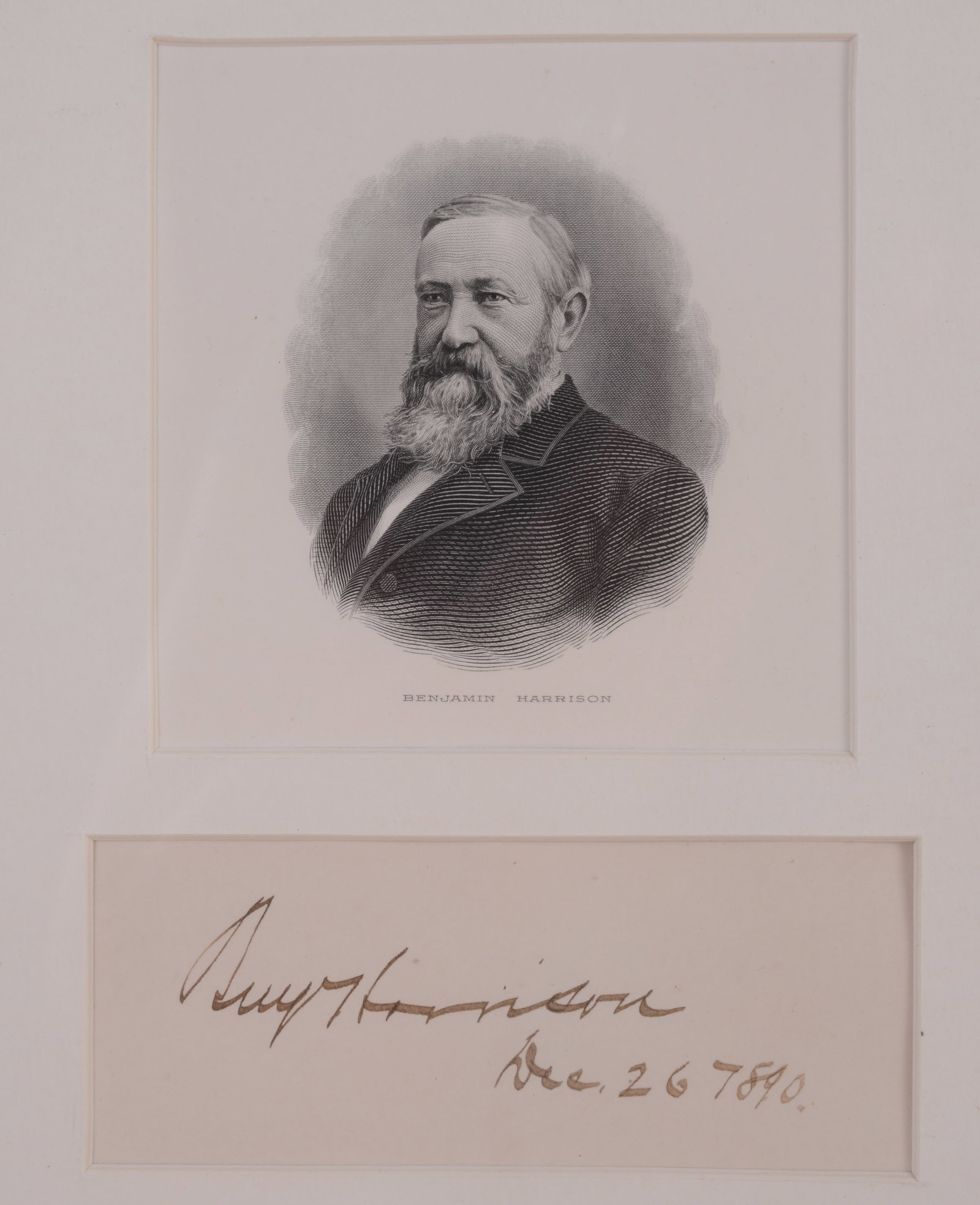 BENJAMIN HARRISON CUT AUTOGRAPH. - 2