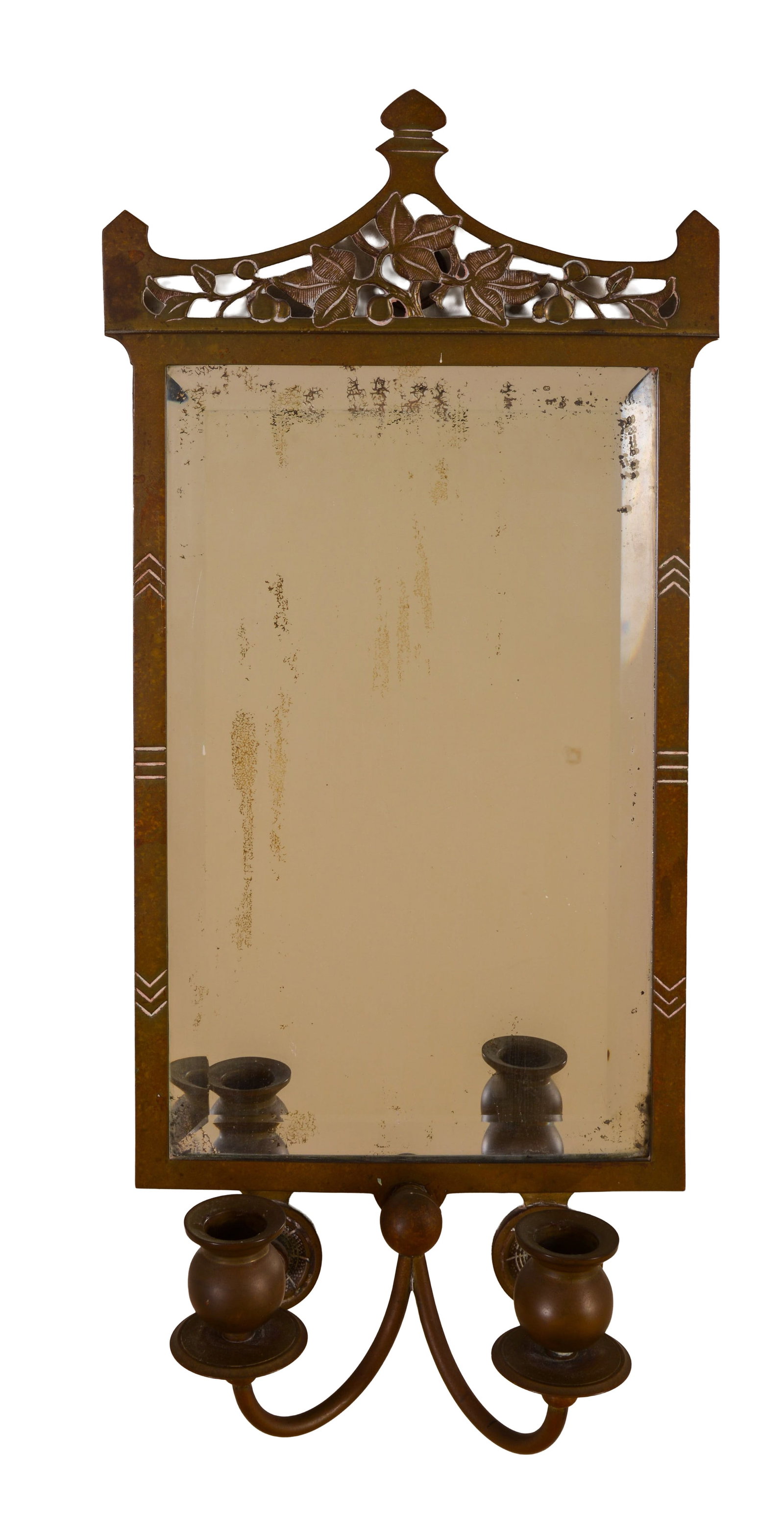 ART NOUVEAU MIRROR SCONCE.: 21 x 9 inches.