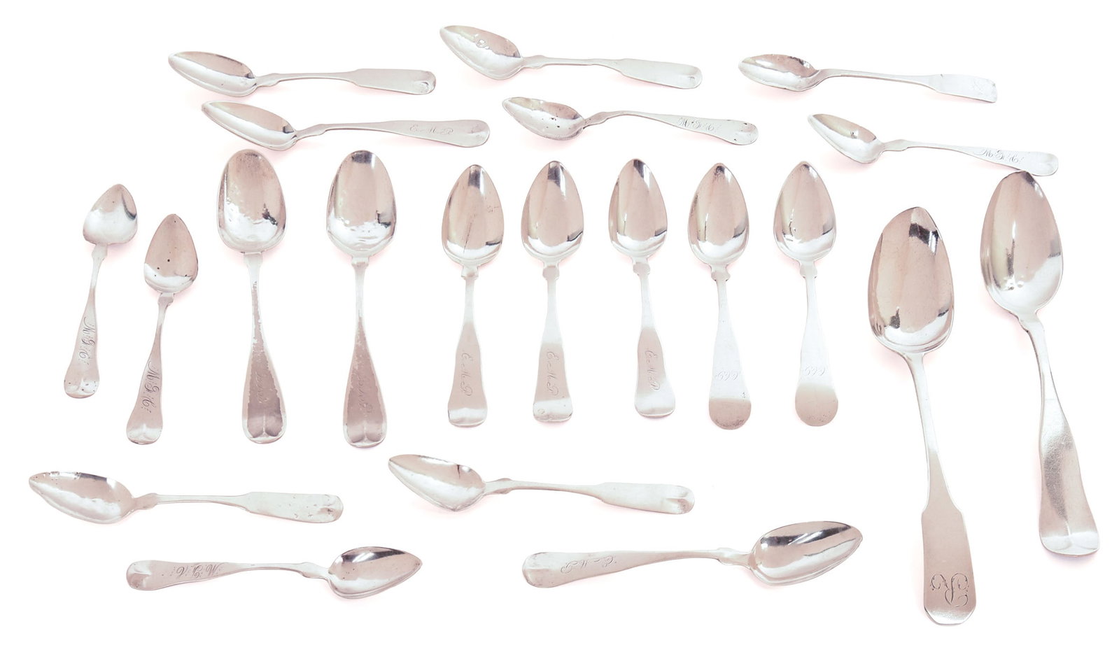 TWENTY COIN SILVER SPOONS. (1 of 4)