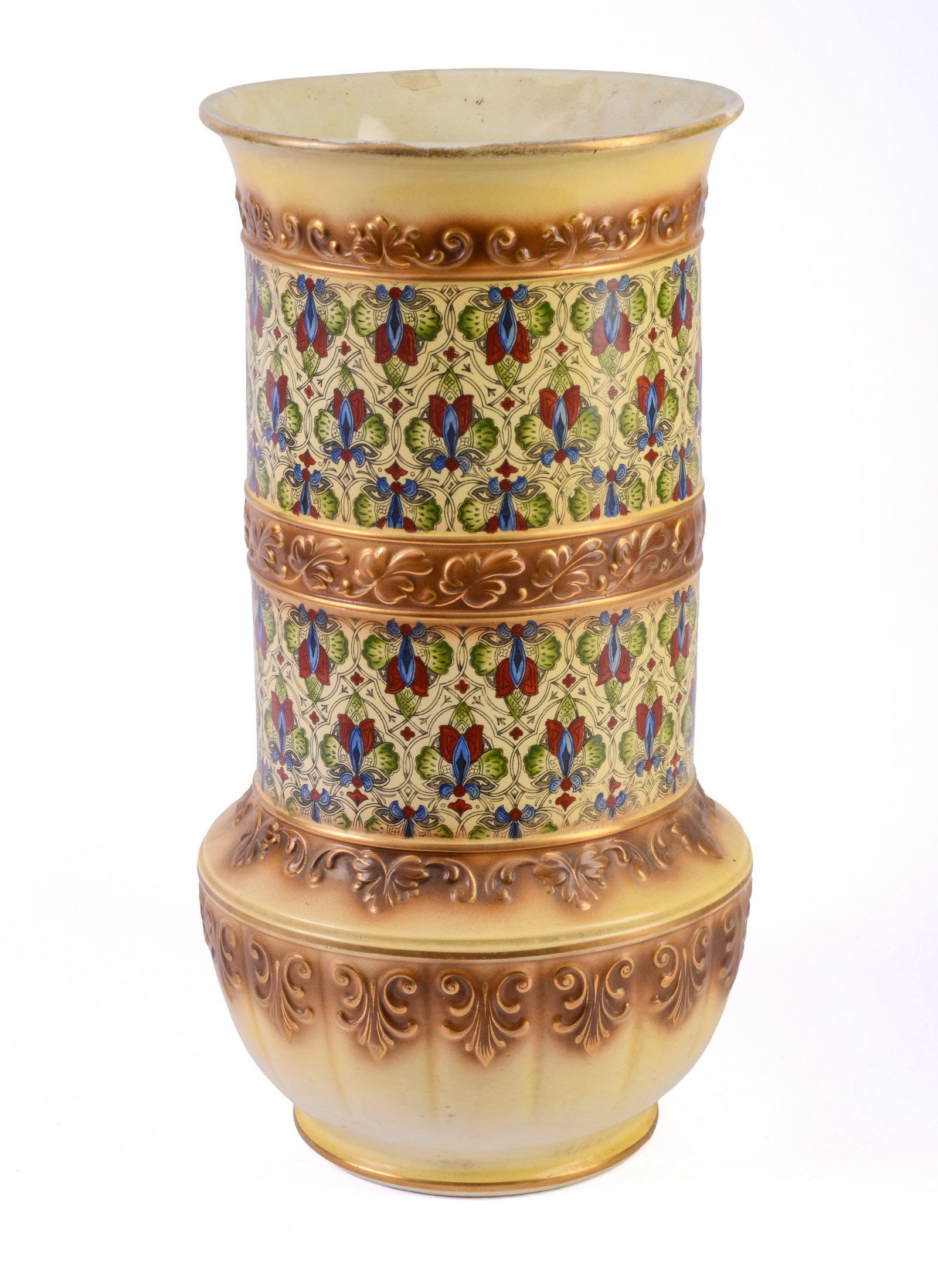 HAYNES BALTIMORE POTTERY UMBRELLA STAND.: Height 23 inches. Small hairline at rim.