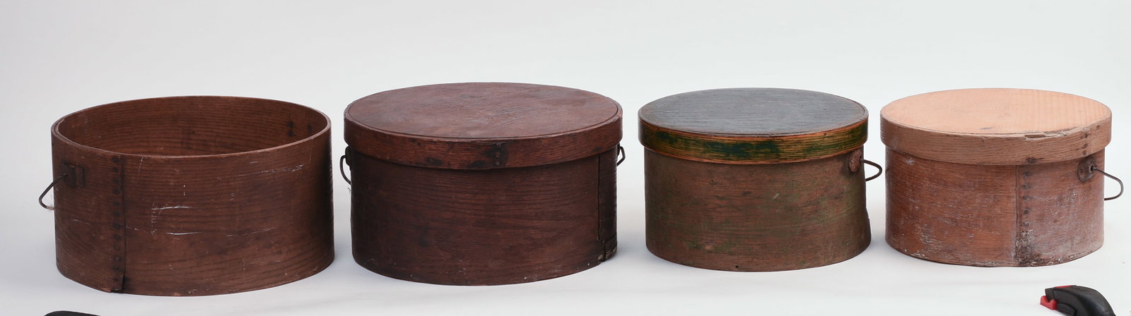 FOUR BALE-HANDLED PANTRY BOXES. - 4