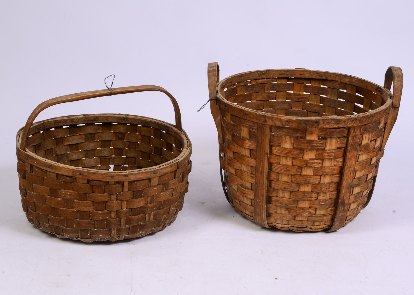 TWO LARGE ANTIQUE BASKETS. - 2