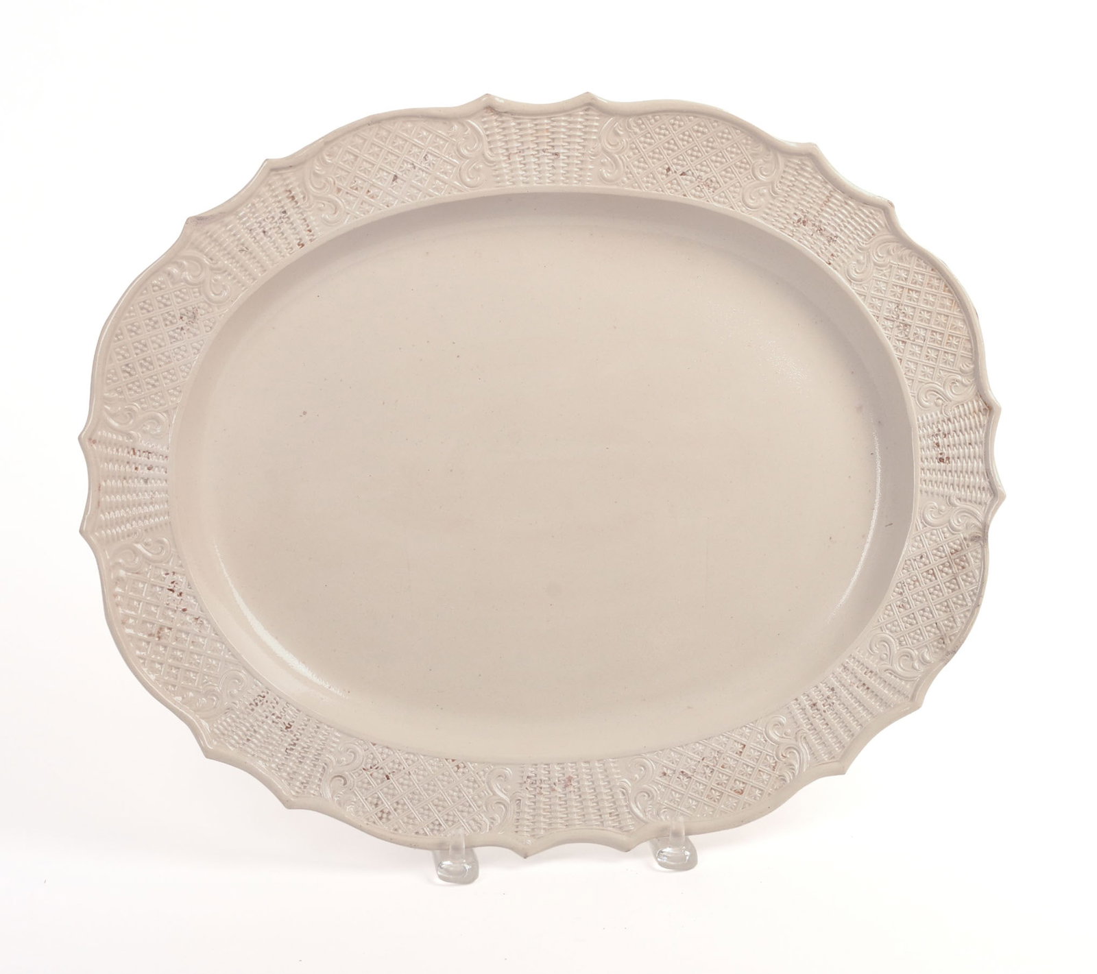 ENGLISH STAFFORDSHIRE SALT GLAZE PLATTER. (1 of 3)