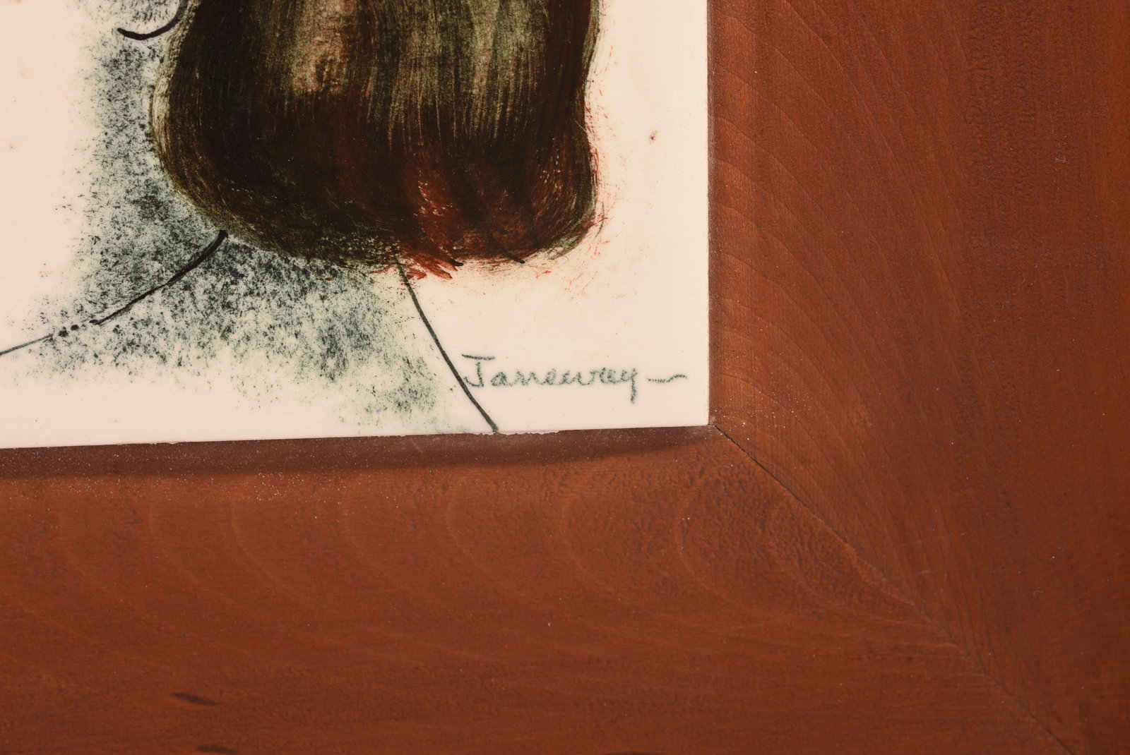 FRAMED TILE PROFILE PORTRAIT, SIGNED JANEWAY. - 2