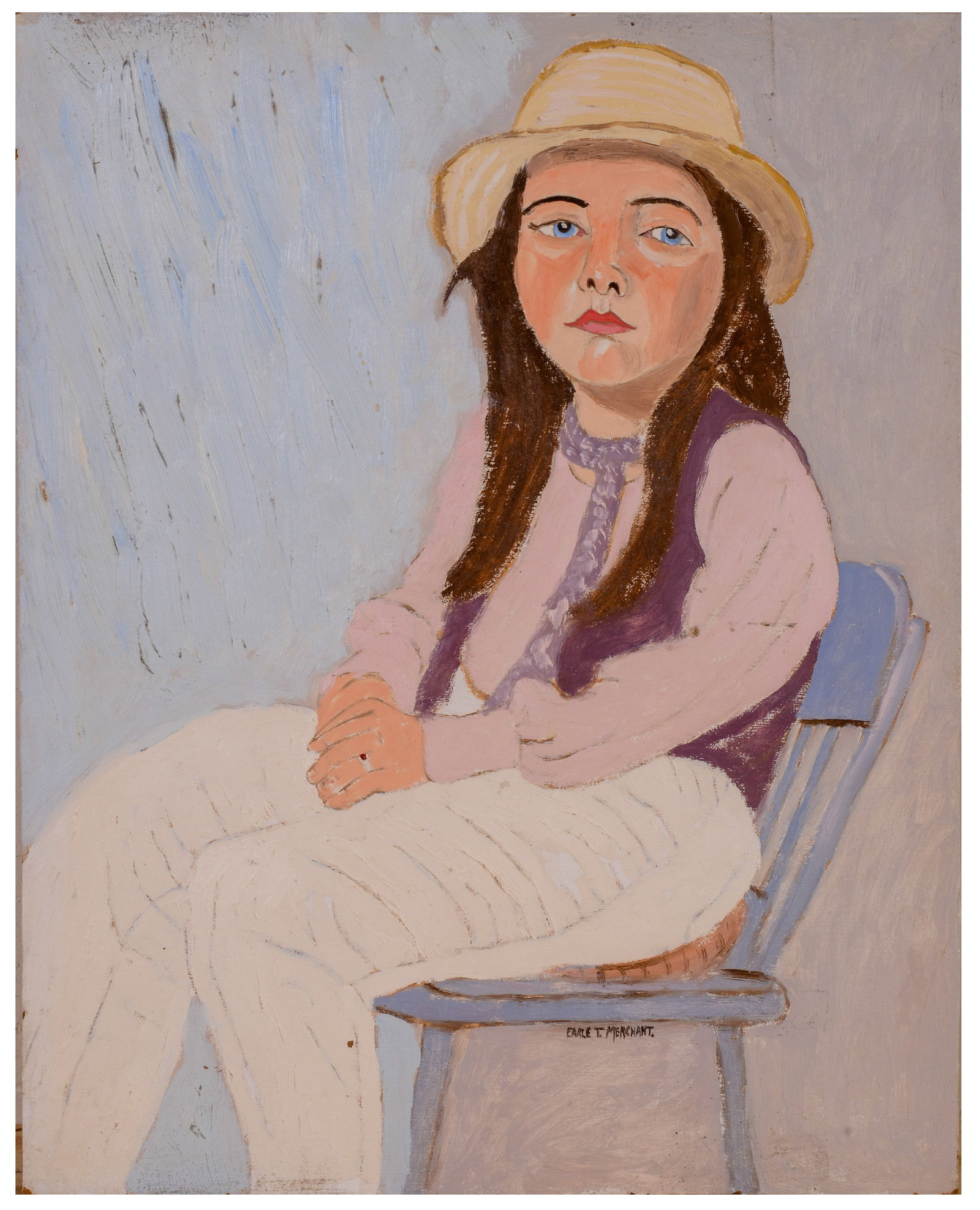 EARLE MERCHANT (1903 - 1997). ERIN O'CONNOR, JUNE 21, 1980.: Oil on board, 20 x 16 inches.