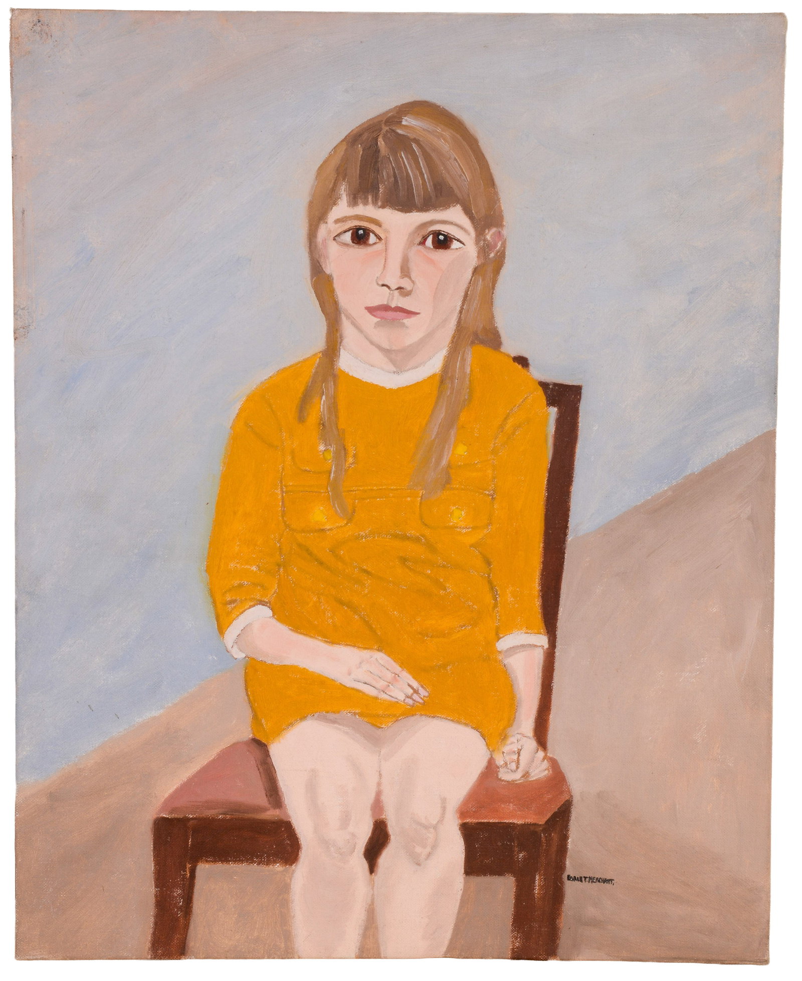 EARLE MERCHANT (1903 - 1997). KATHY ROWE, AGE 11 1/2.: September 26, 1970. Oil on board, 20 x 16 inches. 