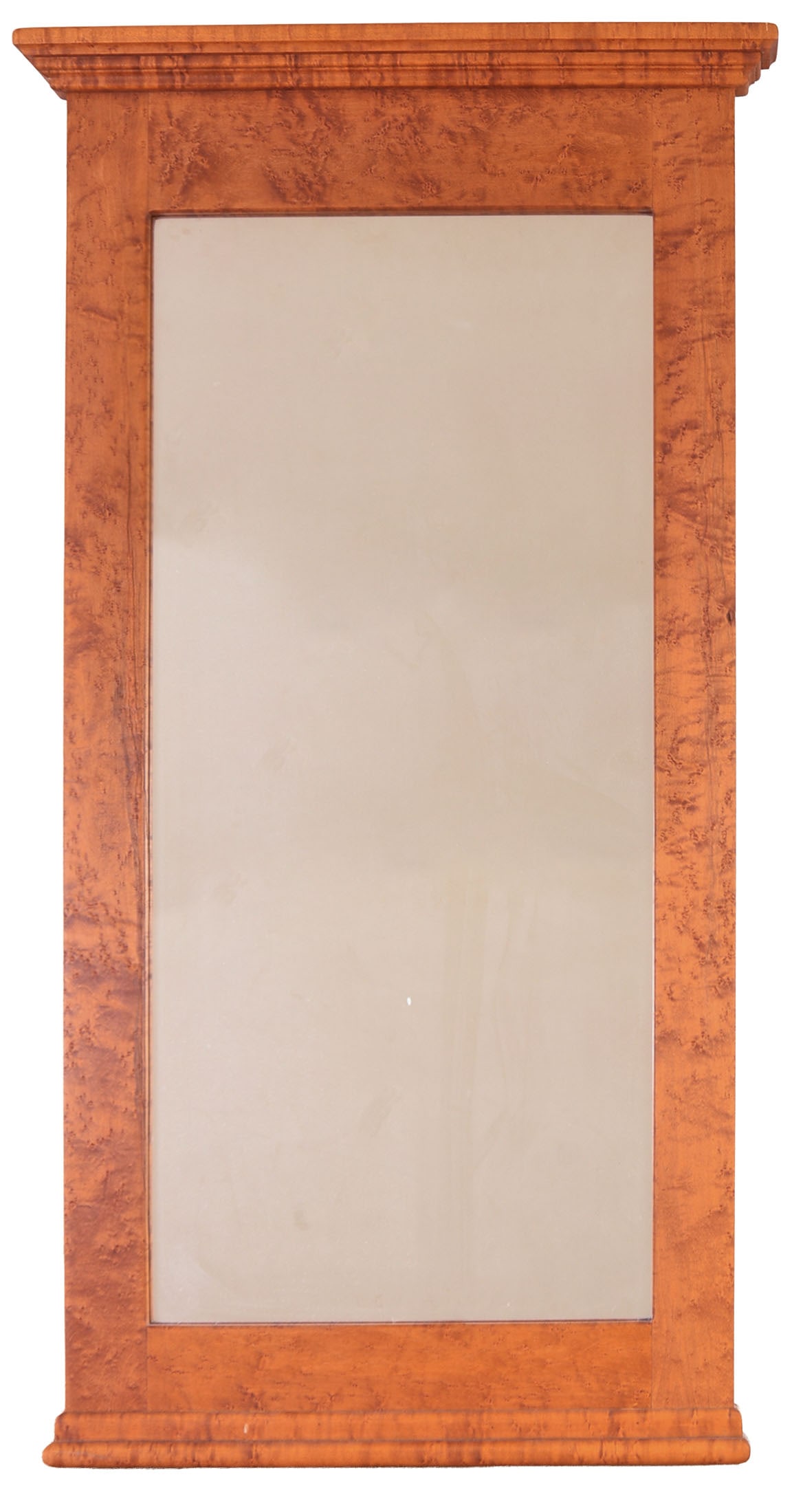 BENCH MADE BIRD'S EYE MAPLE MIRROR.: 42 x 20 inches.