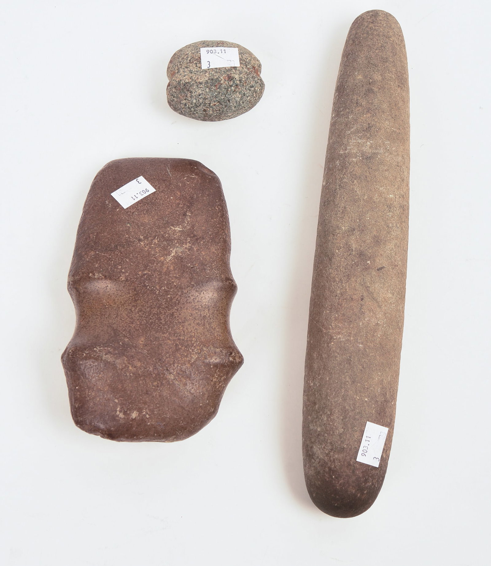 THREE NATIVE AMERICAN STONE TOOLS. - 2