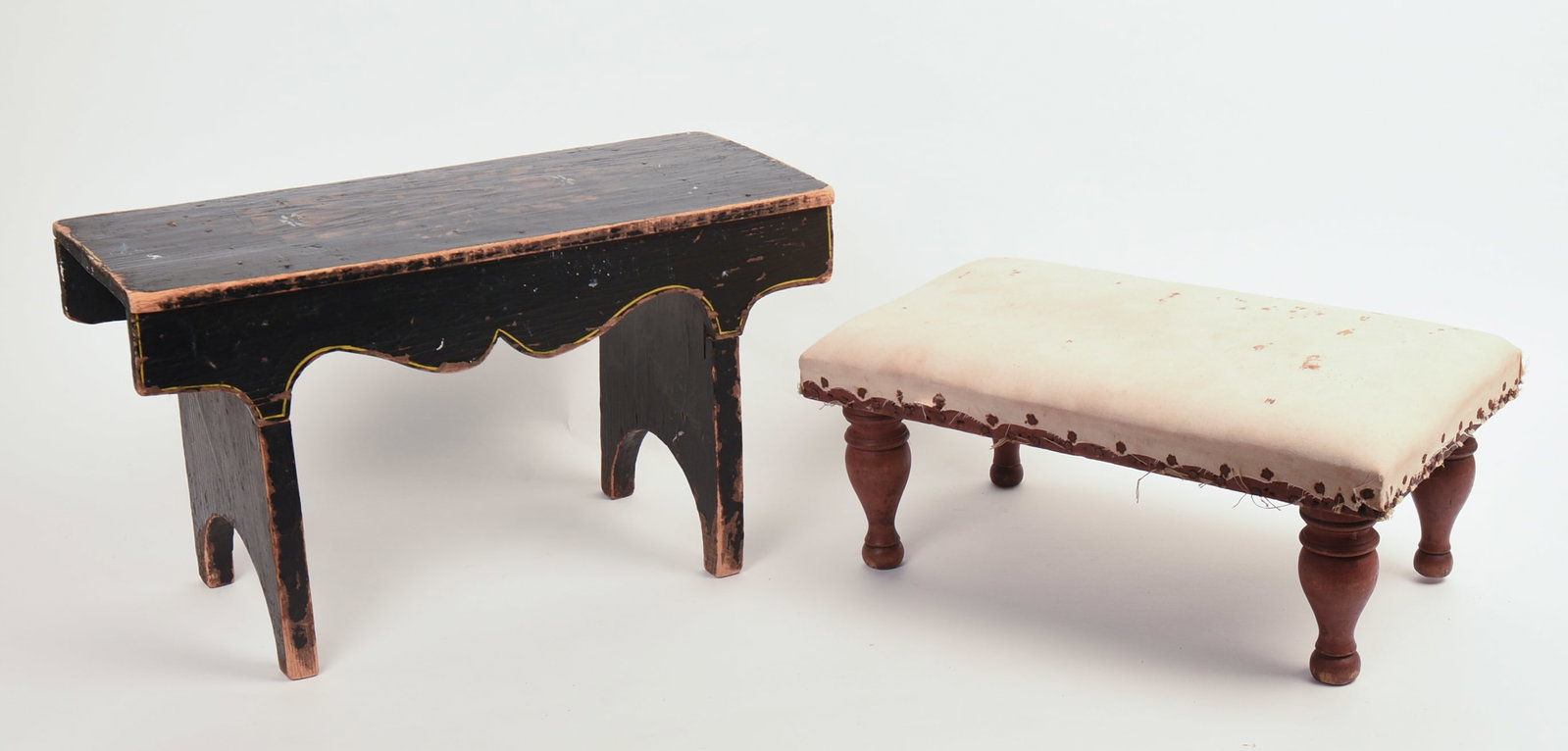 TWO ANTIQUE FOOTSTOOLS. - 3