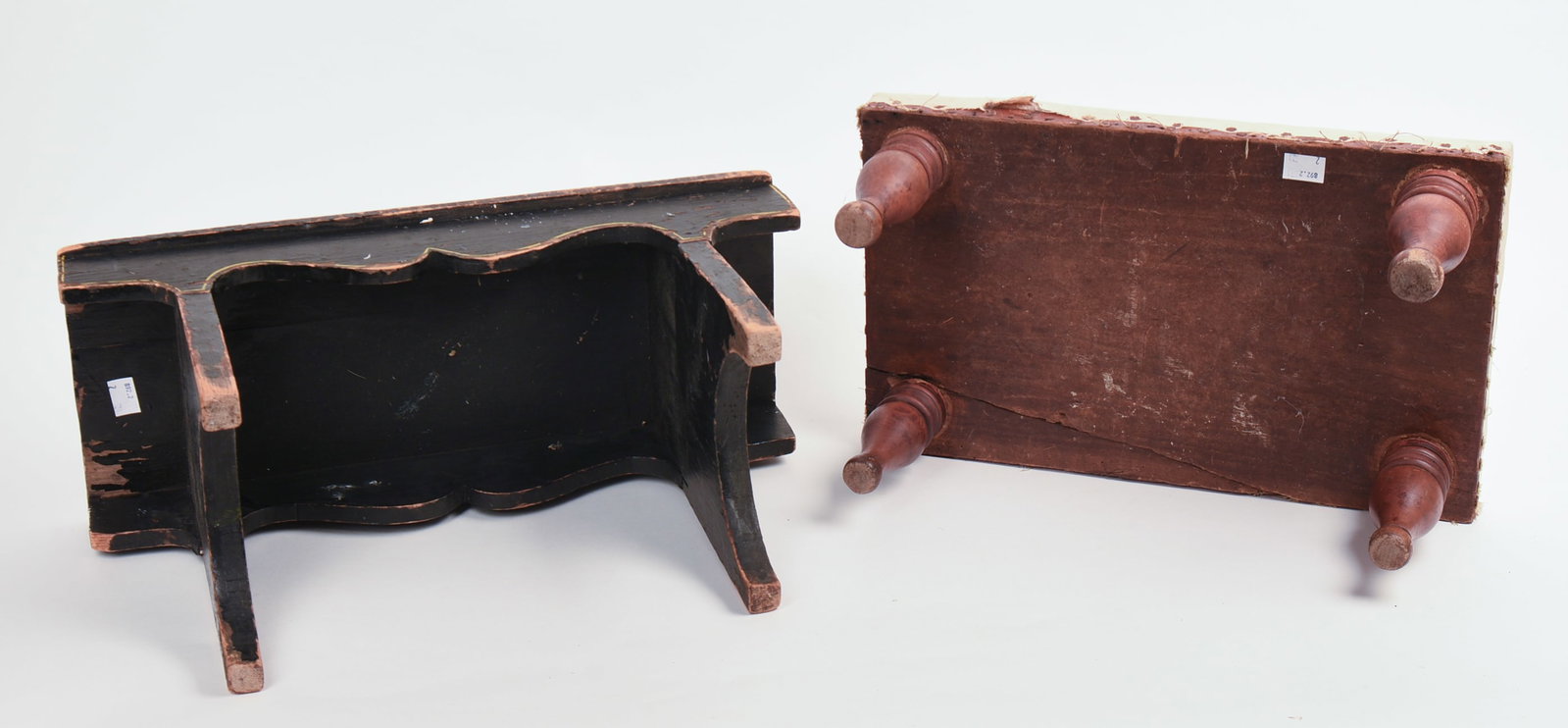 TWO ANTIQUE FOOTSTOOLS. - 4