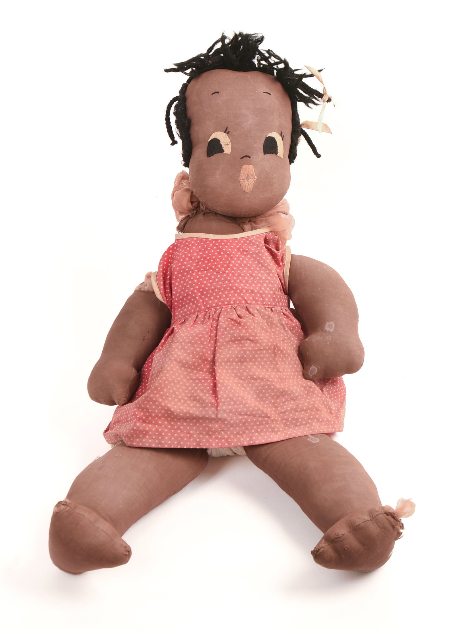 LARGE 20TH CENTURY BLACK MAMMY DOLL.: Height 20 inches. Some damage.