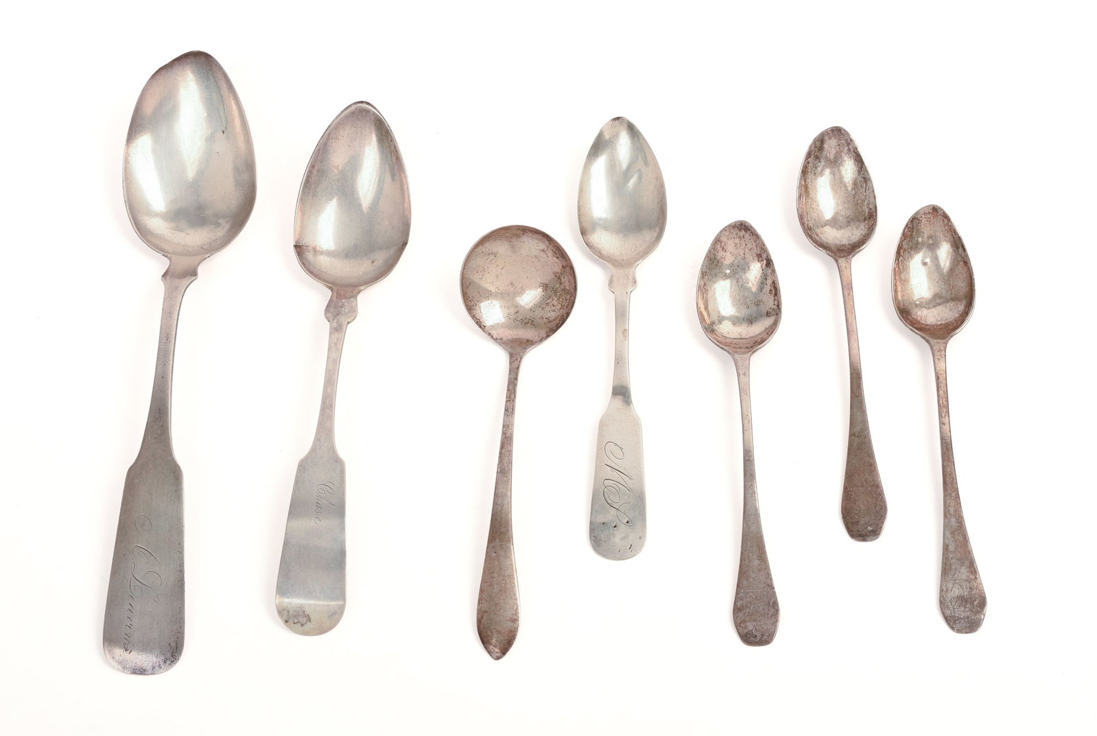 SEVEN COIN SILVER SPOONS. (1 of 4)