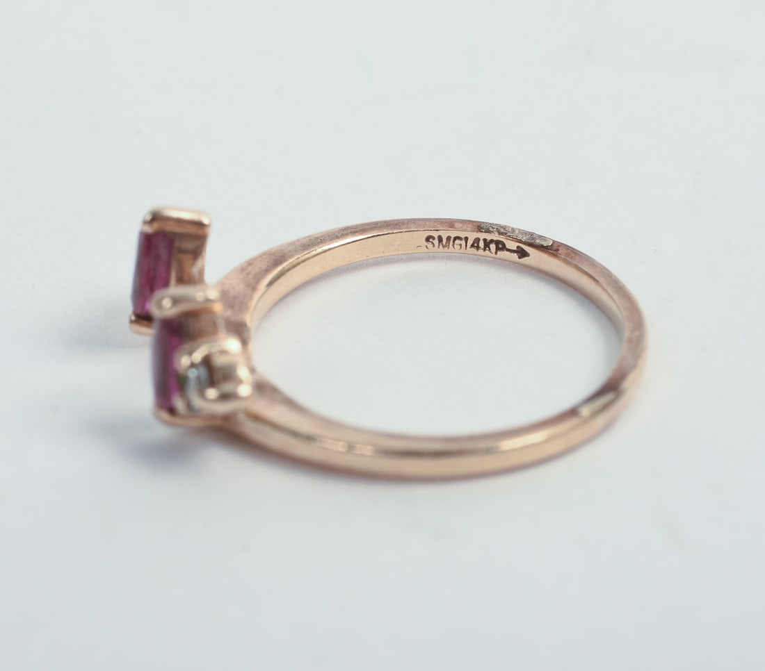 14KT GOLD, DIAMOND, AND RUBY WEDDING SET. - 5