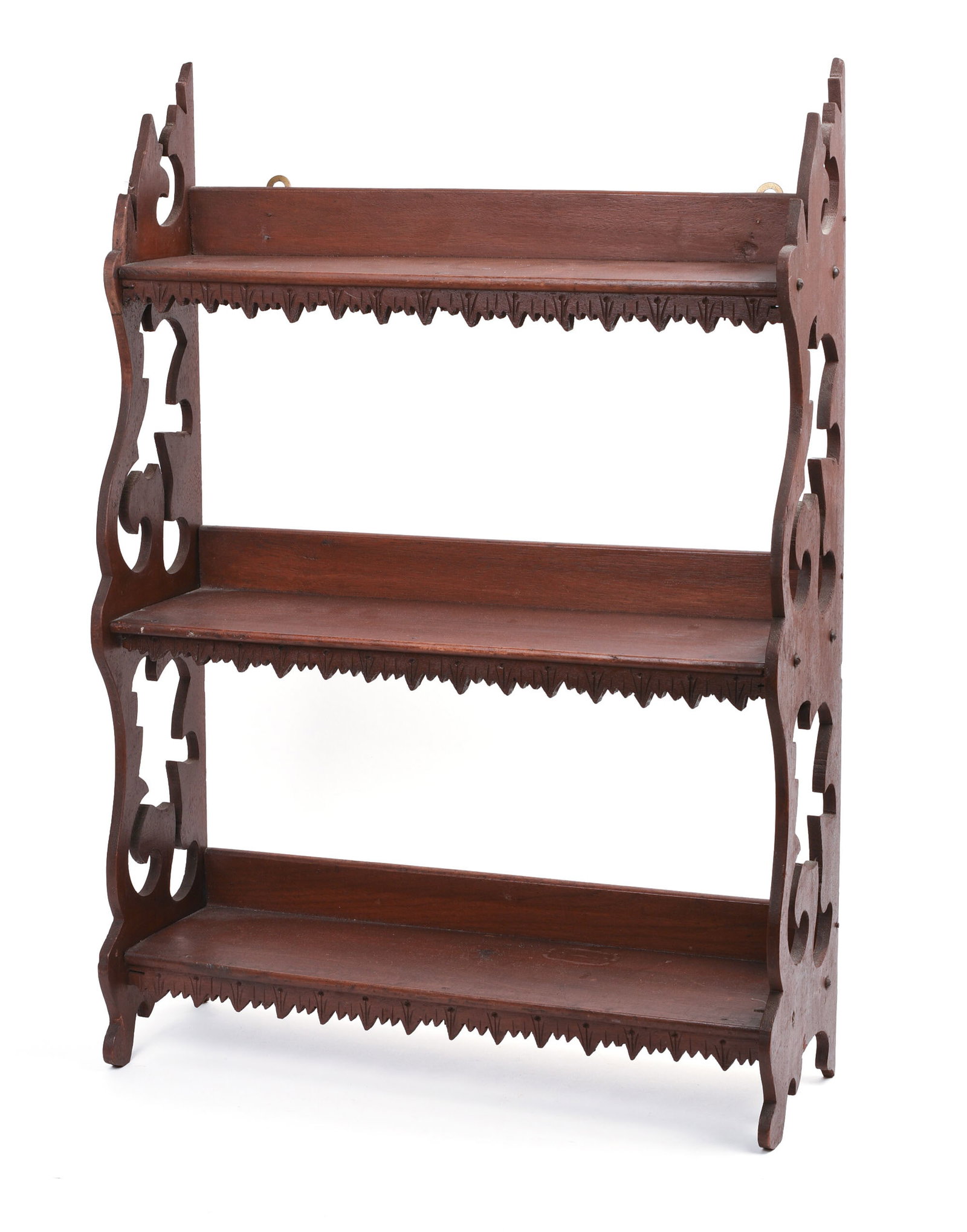 CHIP-CARVED WALL SHELF WITH SHAPED SIDES.: 27 x 19.25 x 6.5 inches.