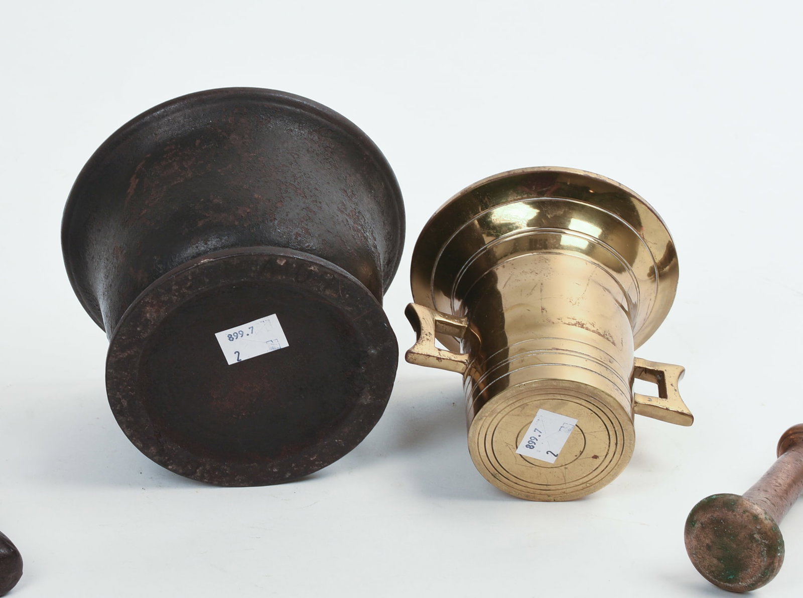 TWO MORTAR AND PESTLES. - 3