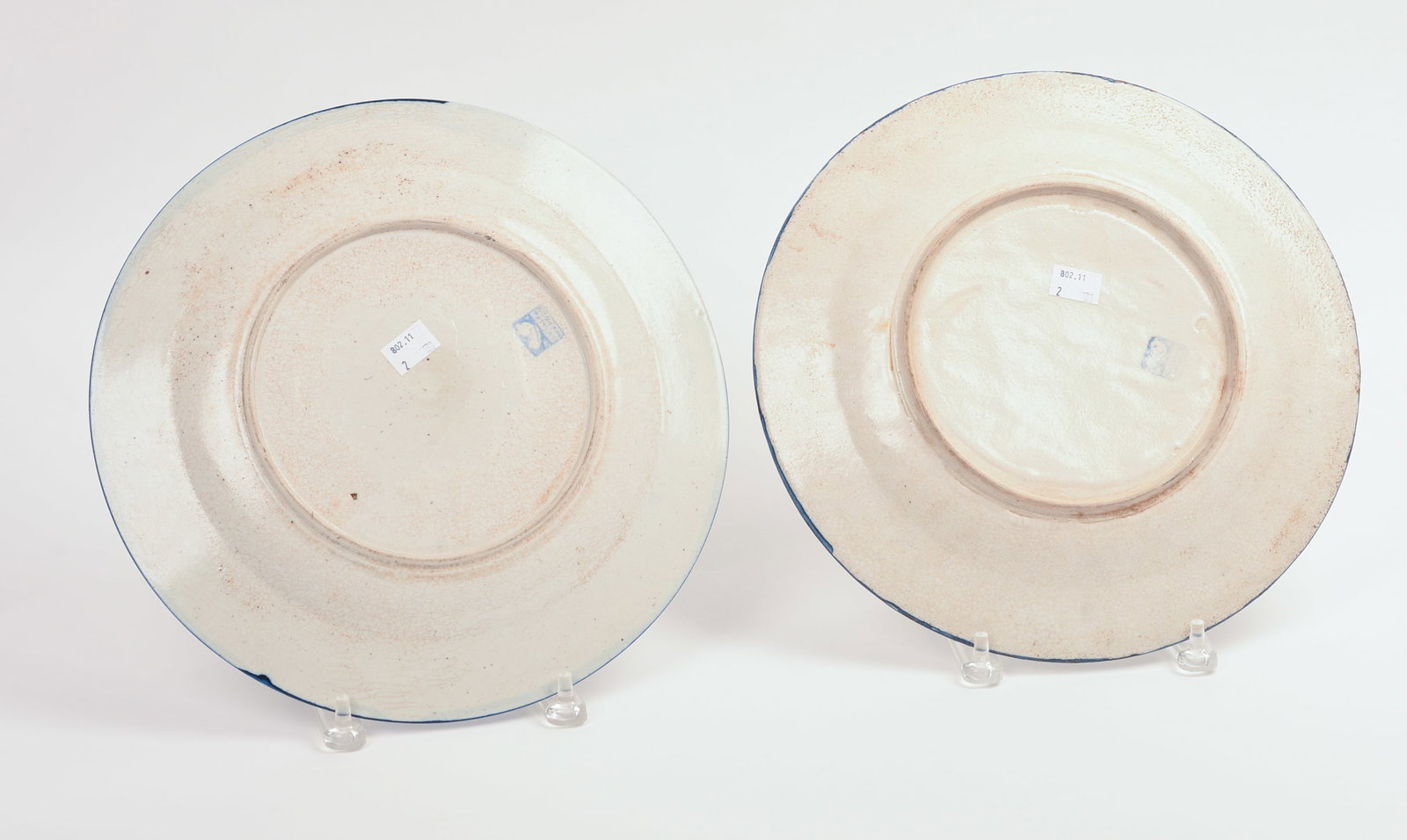 TWO DEDHAM POTTERY RABBIT PATTERN SERVING PLATES. - 2
