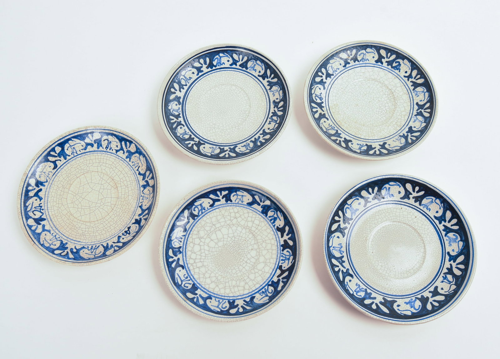 FIVE DEDHAM POTTERY RABBIT PATTERN TEACUPS AND SAUCERS, AND MUG. - 7