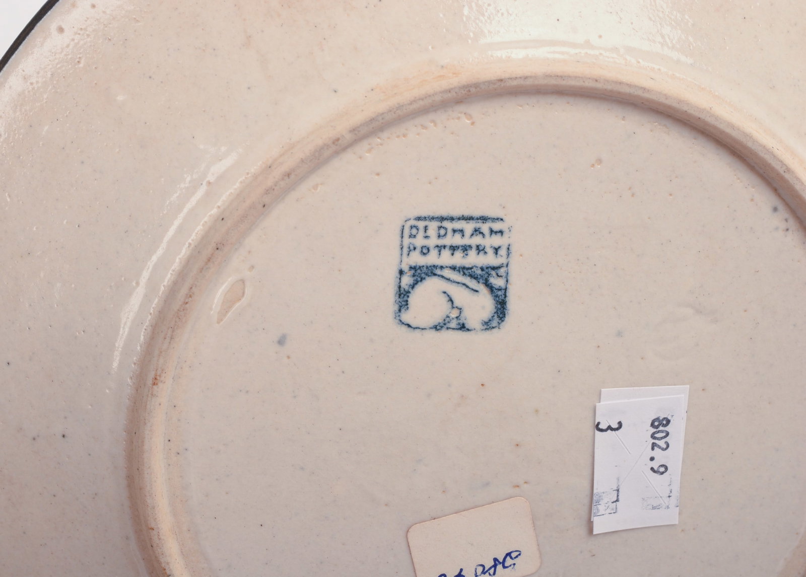 THREE DEDHAM POTTERY RABBIT PATTERN PLATES. - 3