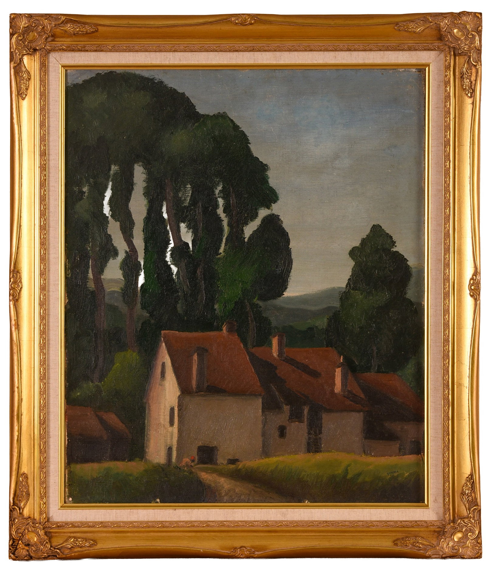 Early 20th Century European Landscape.: Oil on canvas, 25 x 20 inches. Framed.