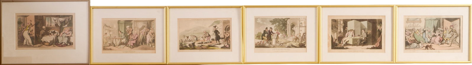 Six Rowlandson Handcolored Lithographs. (1 of 5)