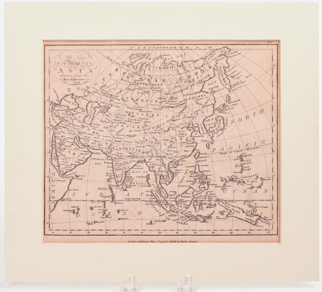 Cadell & Davis 1797 Map of Asia.: Engraving, image 7.5 x 9.5 inches. Margins trimmed.