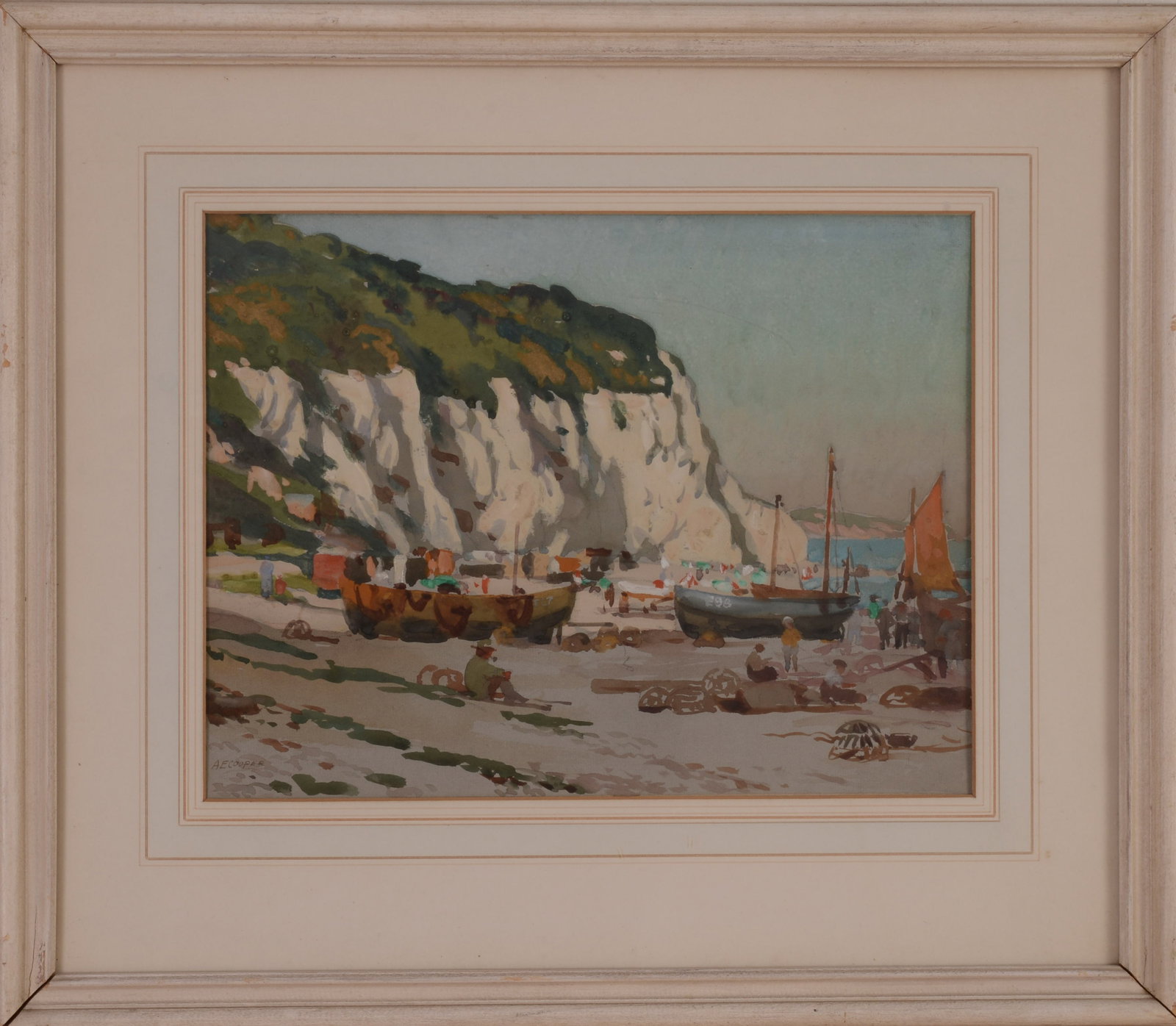 Alfred Egerton Cooper (1883-1974). Beach and Cliffs.: Watercolor on paper, 11 x 14.25 inches, signed lower left. Framed, 19 x 22 inches.