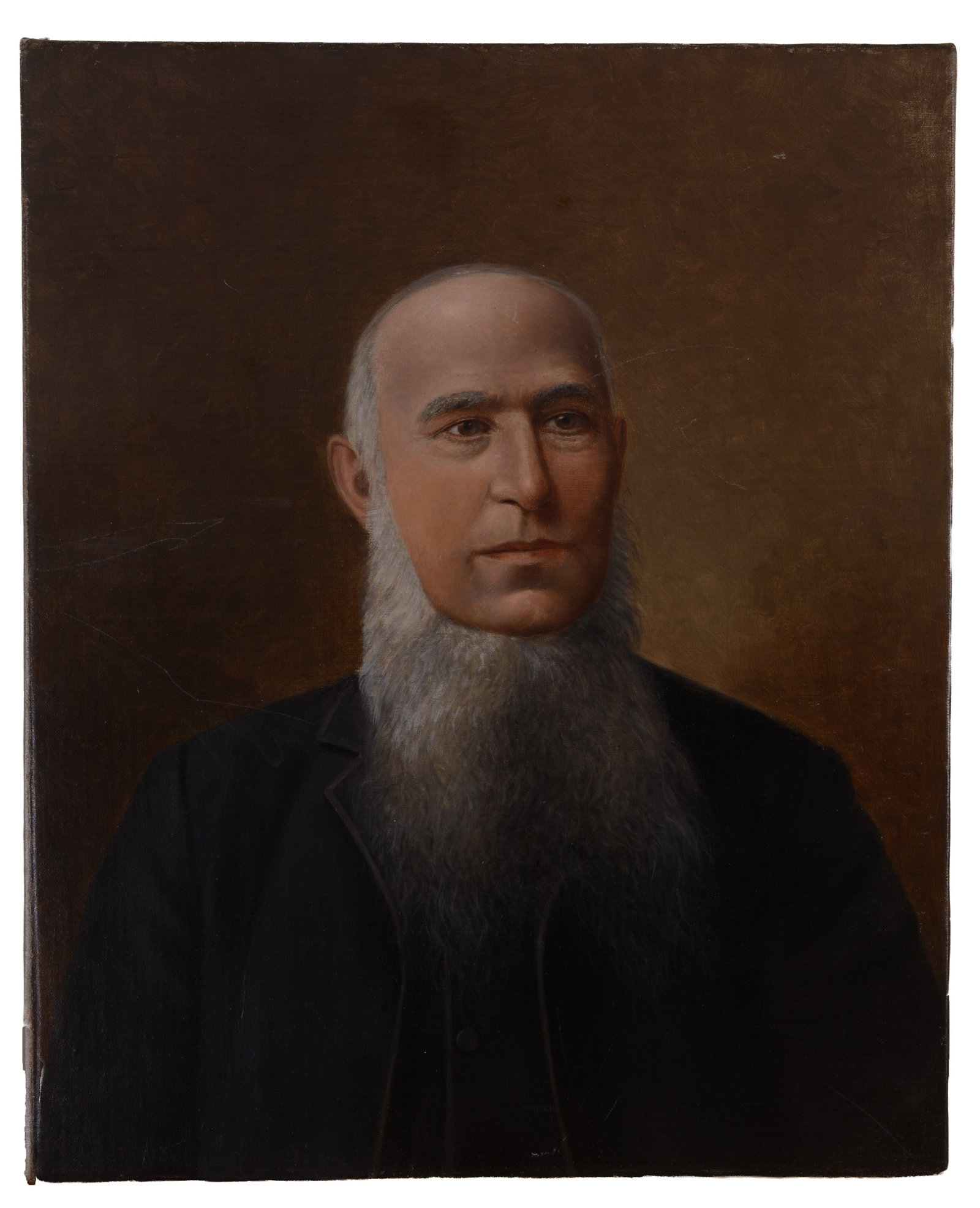 19th Century American School Portrait of a Man.: Oil on canvas, 27 x 22 inches. Relined.