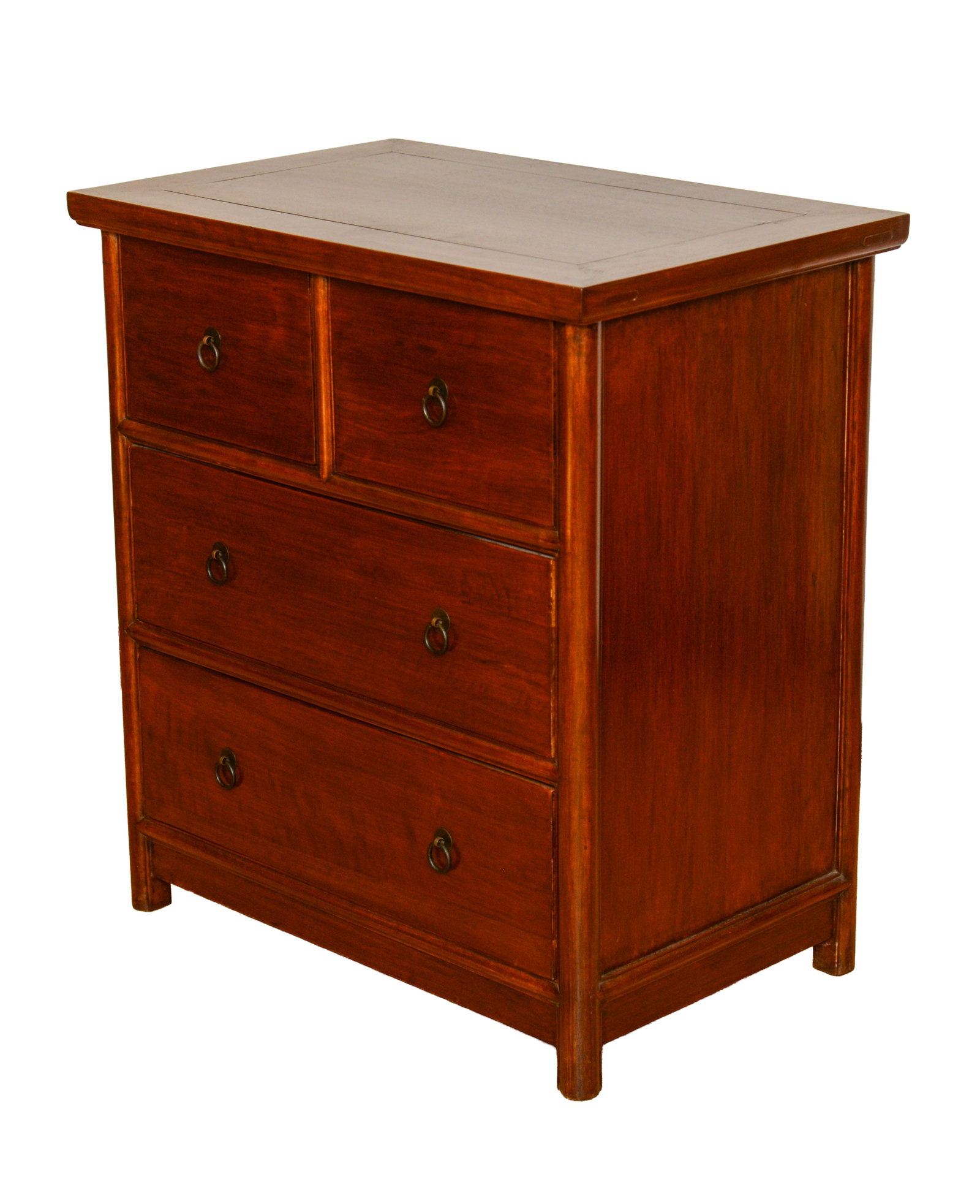 Contemporary Four Drawer Hardwood Chest.: Height 35 inches, width 31 inches, depth 20 inches.