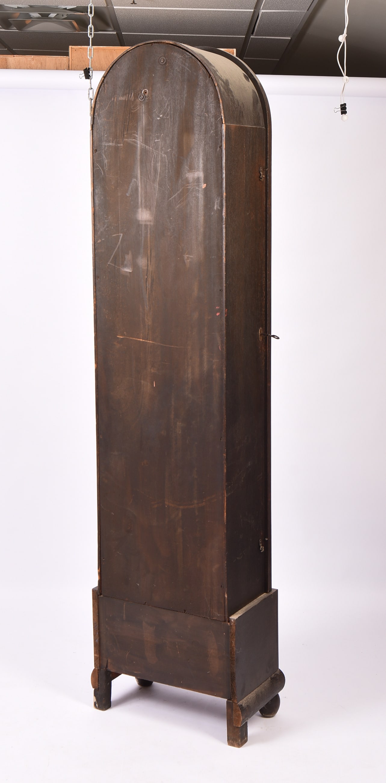 Oak Tall Case Clock With Hammered Copper Face. - 5