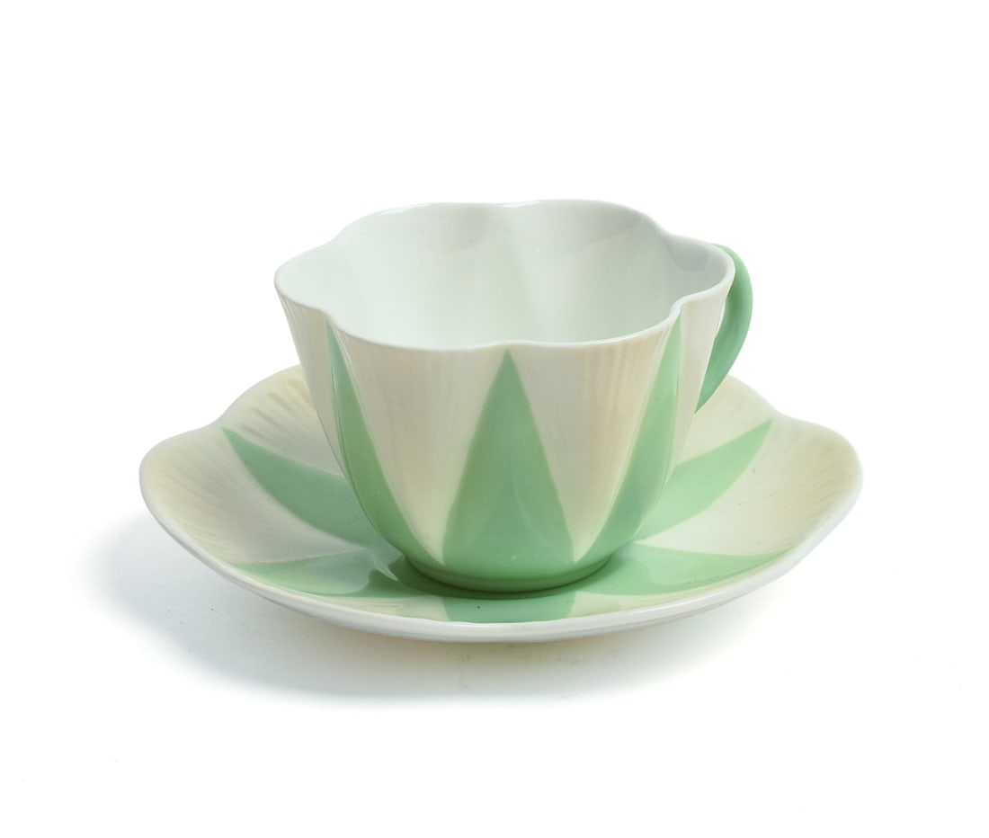 Rare Shelley Porcelain Teacup and Saucer.: Height of teacup 2.25 inches.