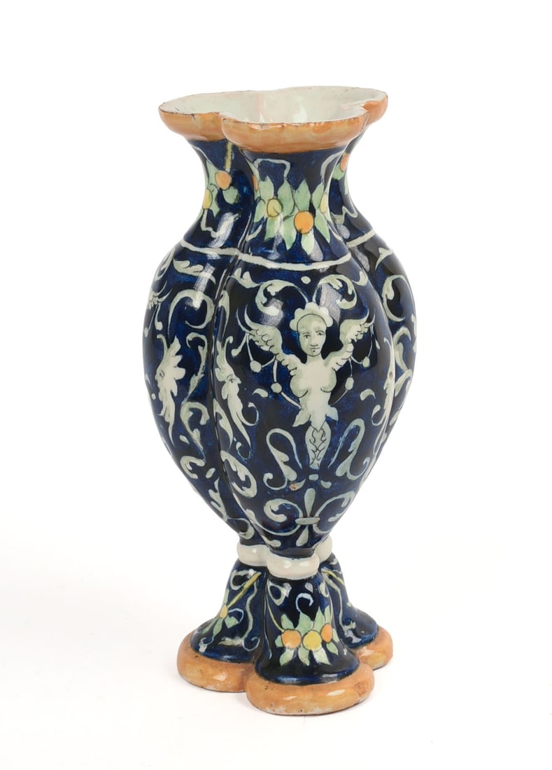 Italian Majolica Vase.: Height 7.5 inches. Chips to rim and foot.