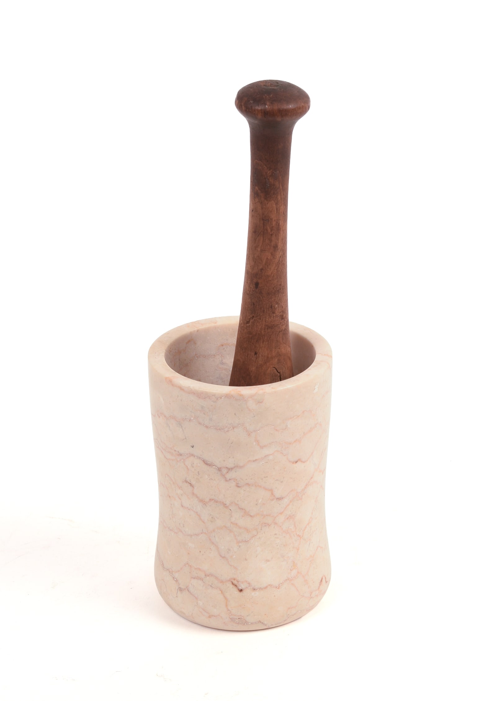 Victorian Marble Mortar With Wooden Pestle.: Height 4.75 inches.