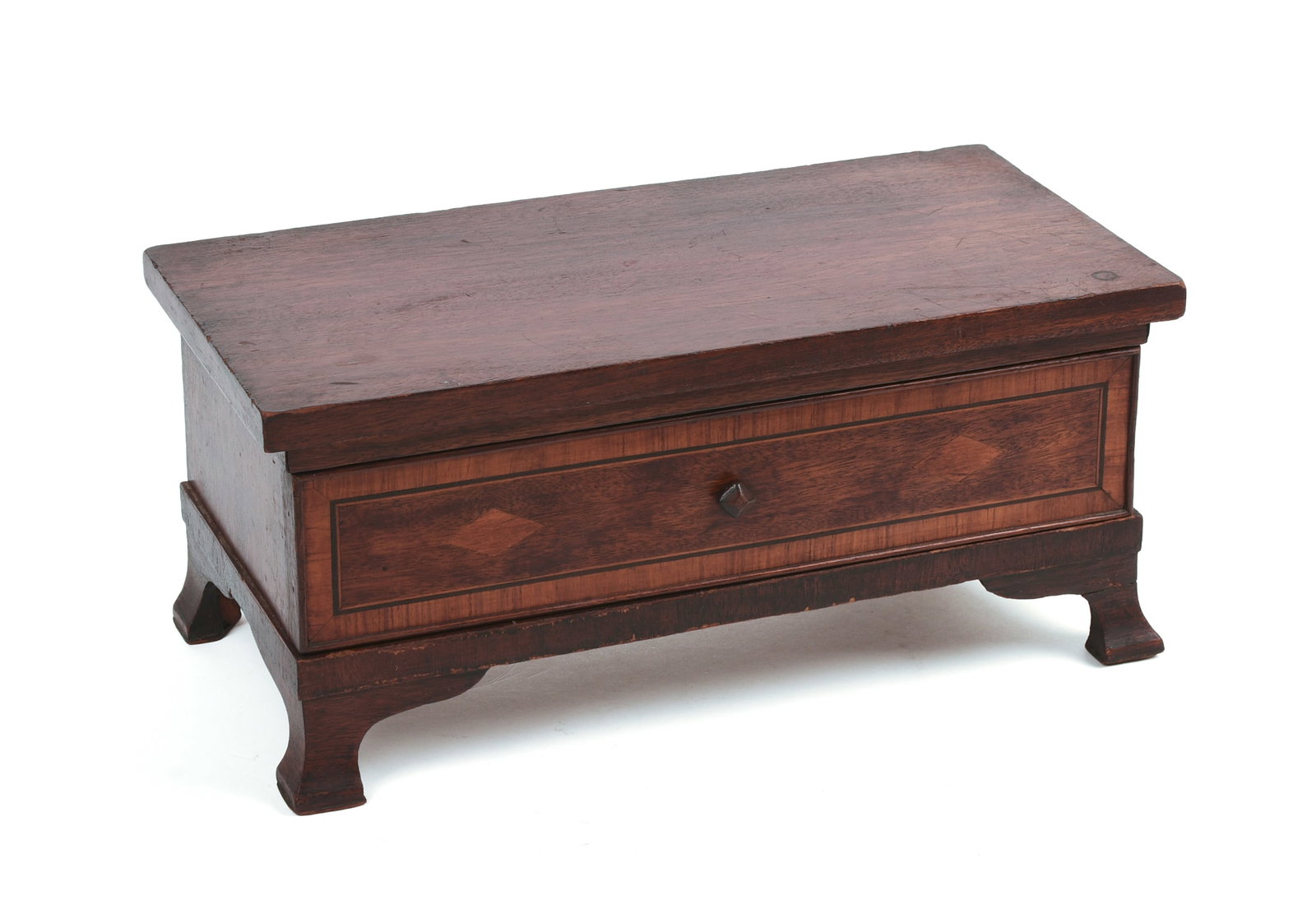 Federal Style Inlaid Mahogany Box With Drawer.: 6.25 x 14 x 7 inches.