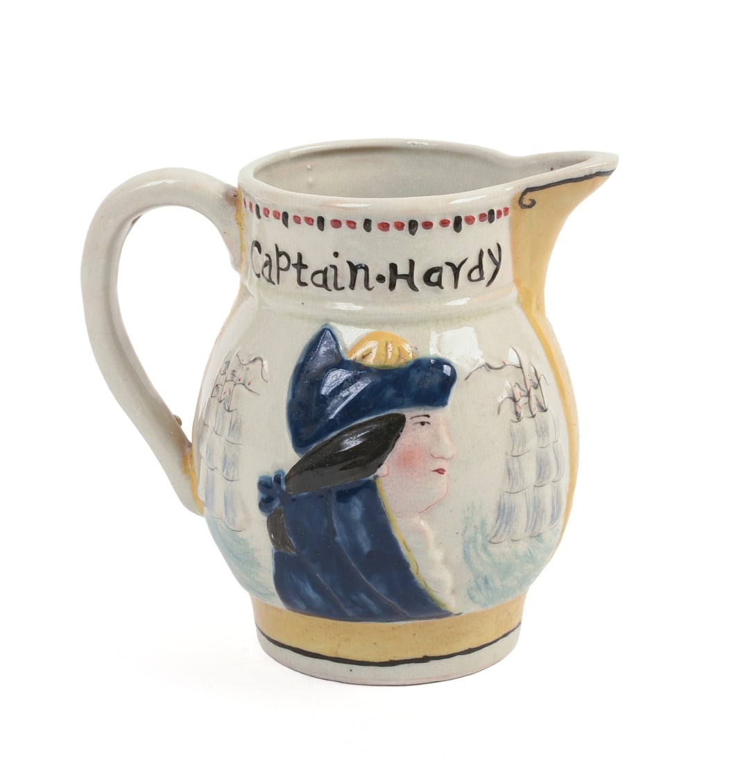 Early 19th Century Admiral Nelson Prattware Pitcher.: Height 6.5 inches. Good condition.