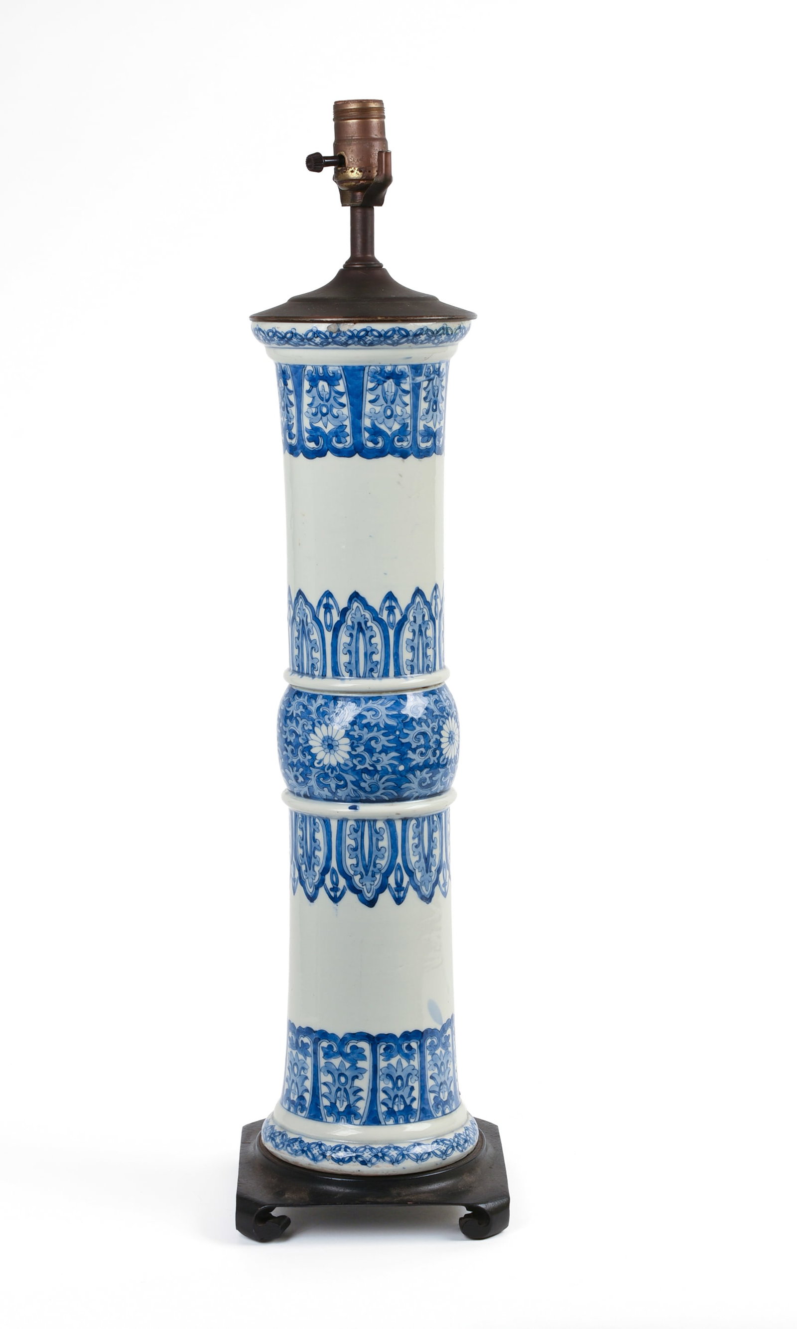 Large Chinese or Japanese Blue and White Porcelain Lamp (1 of 6)