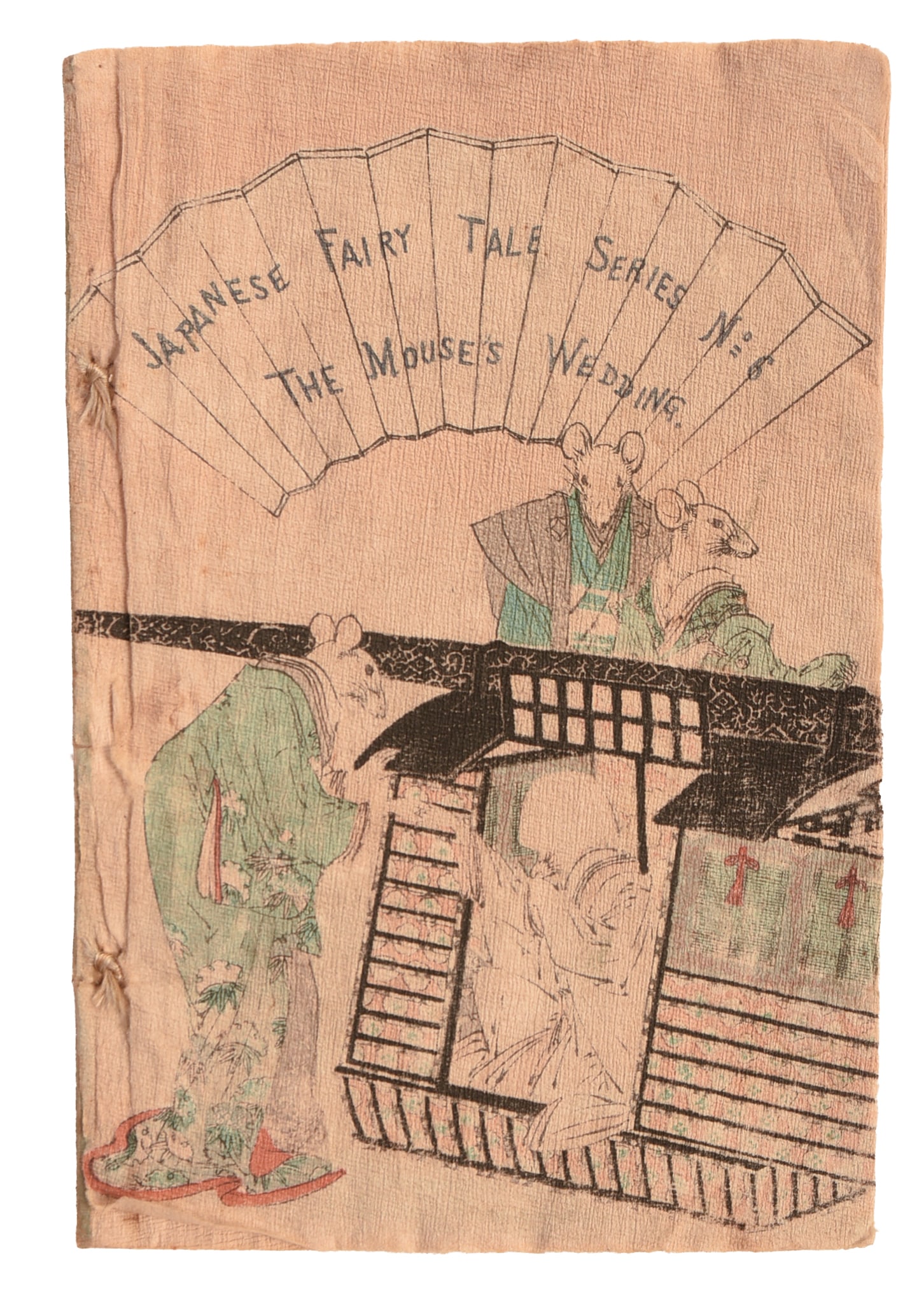 Early Edition Japanese Fairy Tale Series No 6 The Mouses Wedding.: Japanese woodblock printed crepe paper book.