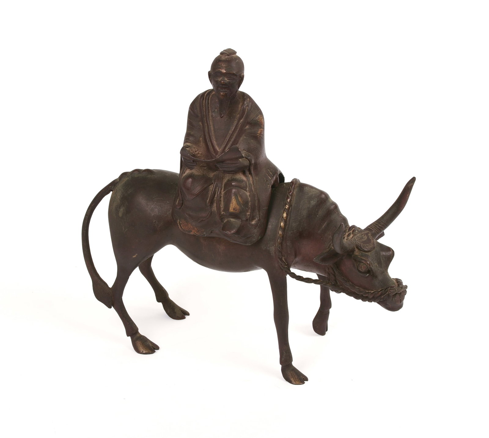 Chinese Gilt Bronze Censer of a Sage Riding a Water Buffalo: 19th century, height 9.5 inches.