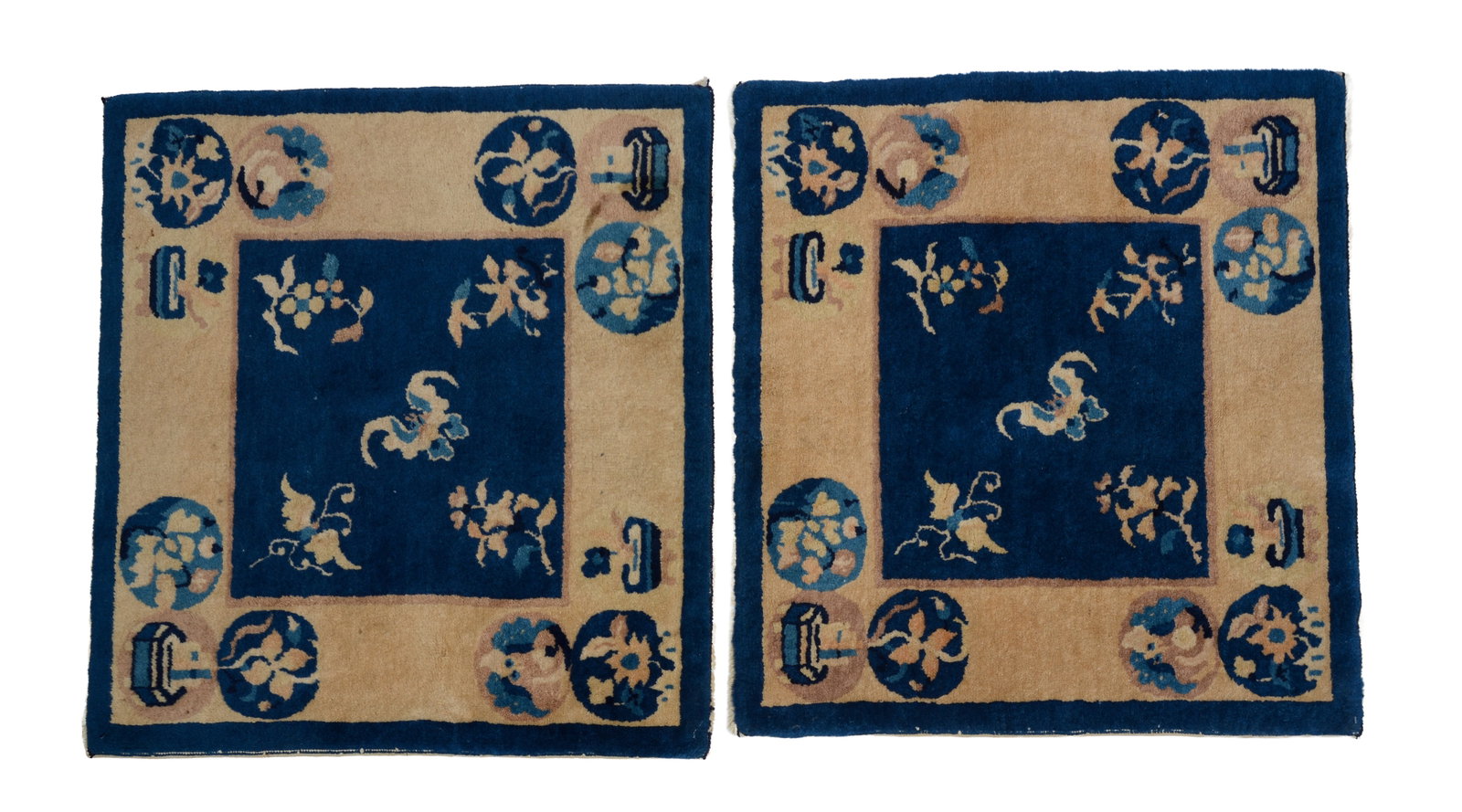 Pair of Chinese Wool Mats: Early 20th century, 31 x 28 inches.