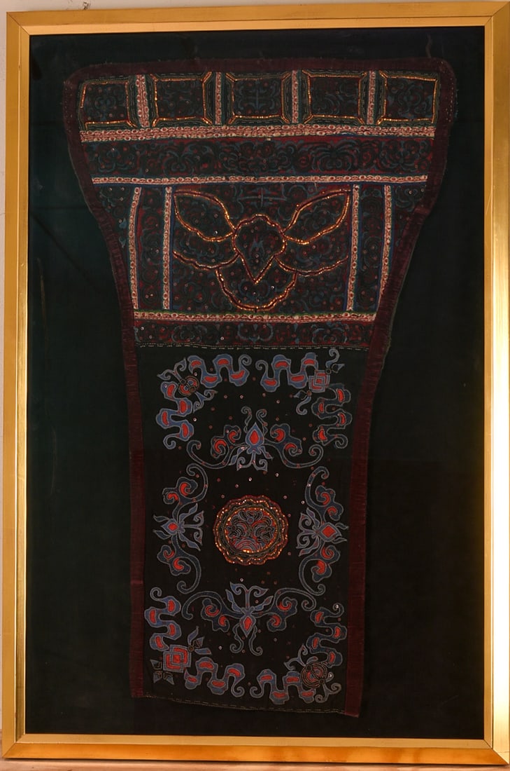 Chinese Dong People Embroidered Panel.: 36 x 22.5 inches. Professionally archivally framed, 43.5 x 29.5 inches.
