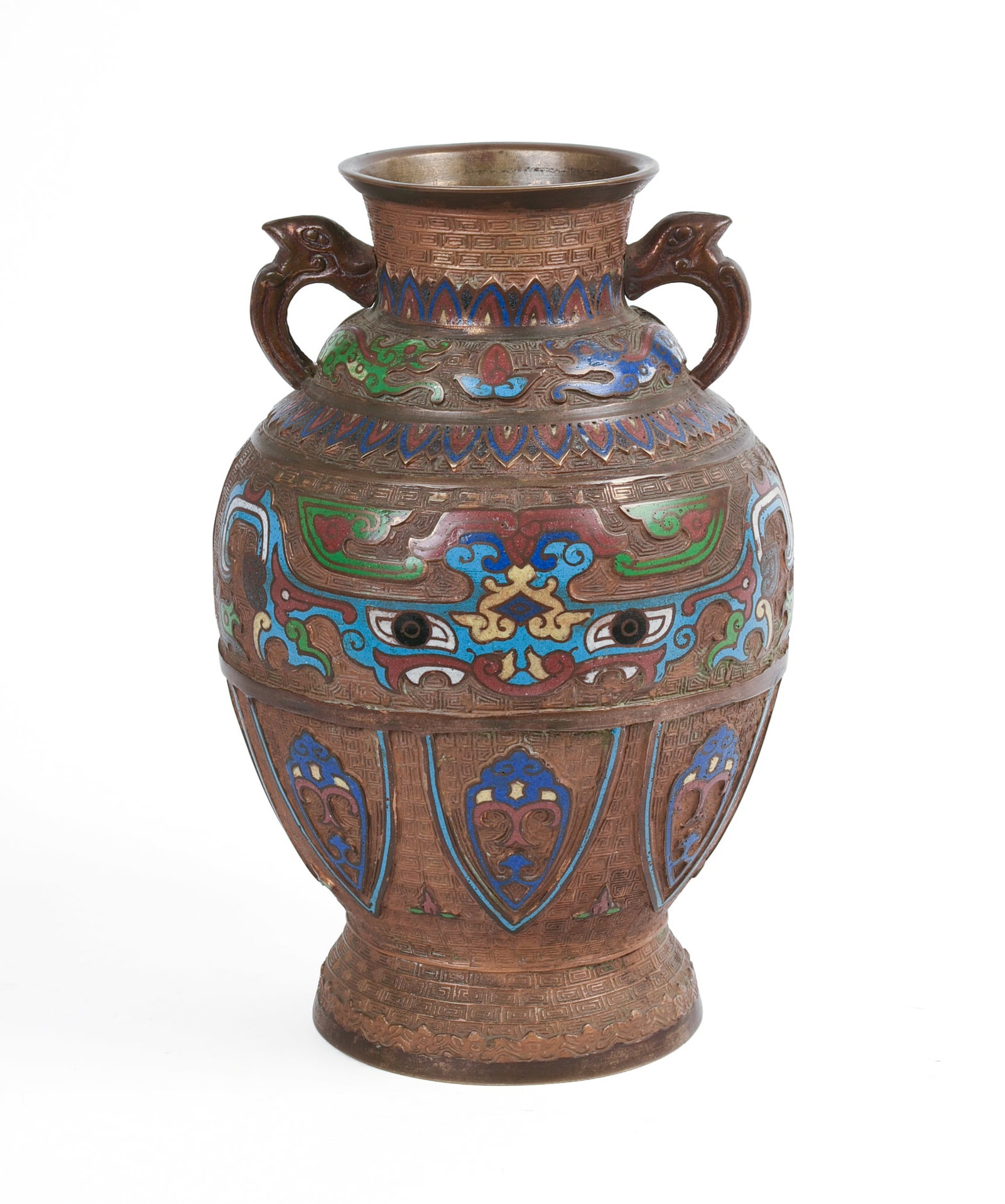 Bronze Vase with Champleve Decoration. (1 of 5)