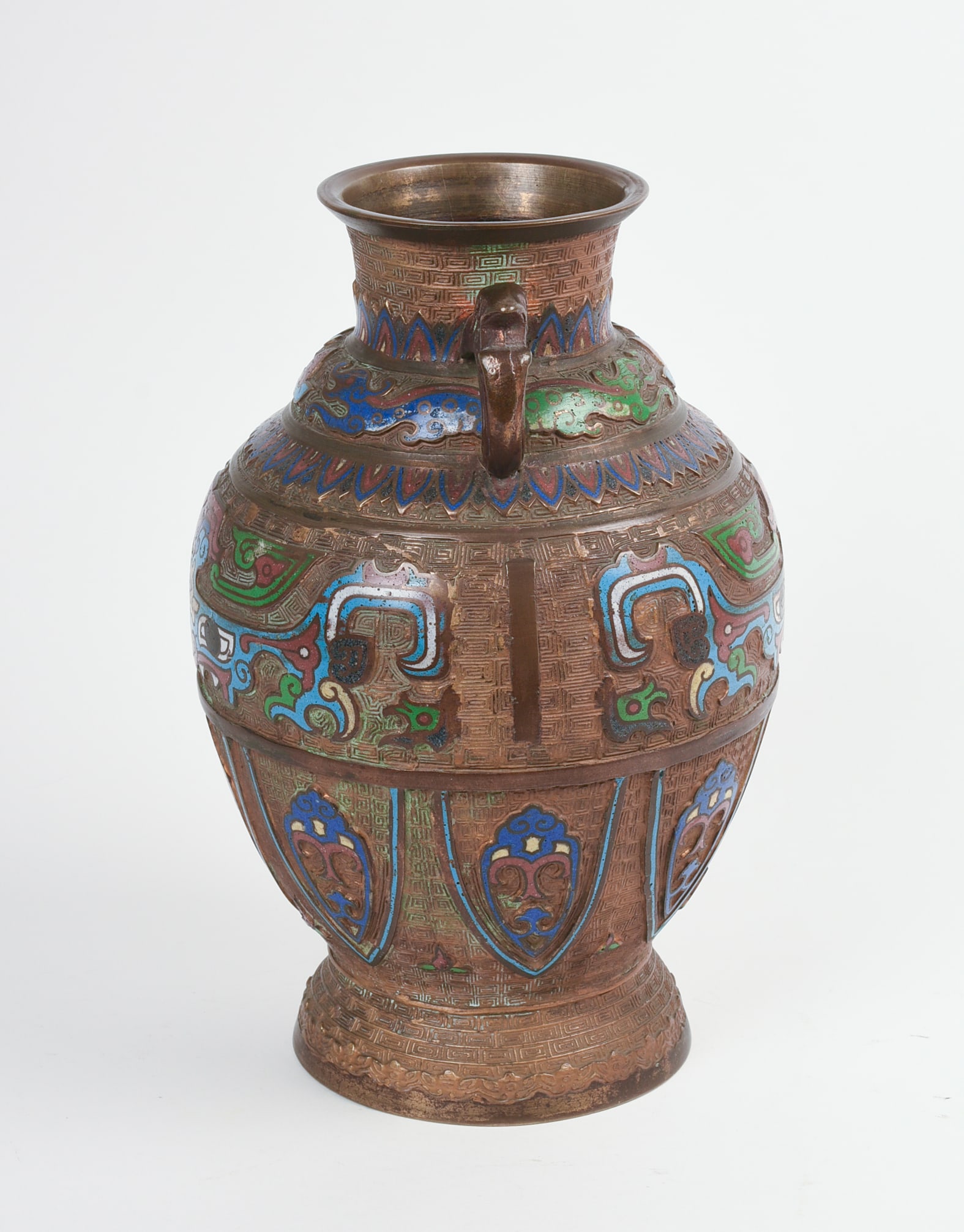 Bronze Vase with Champleve Decoration. - 2