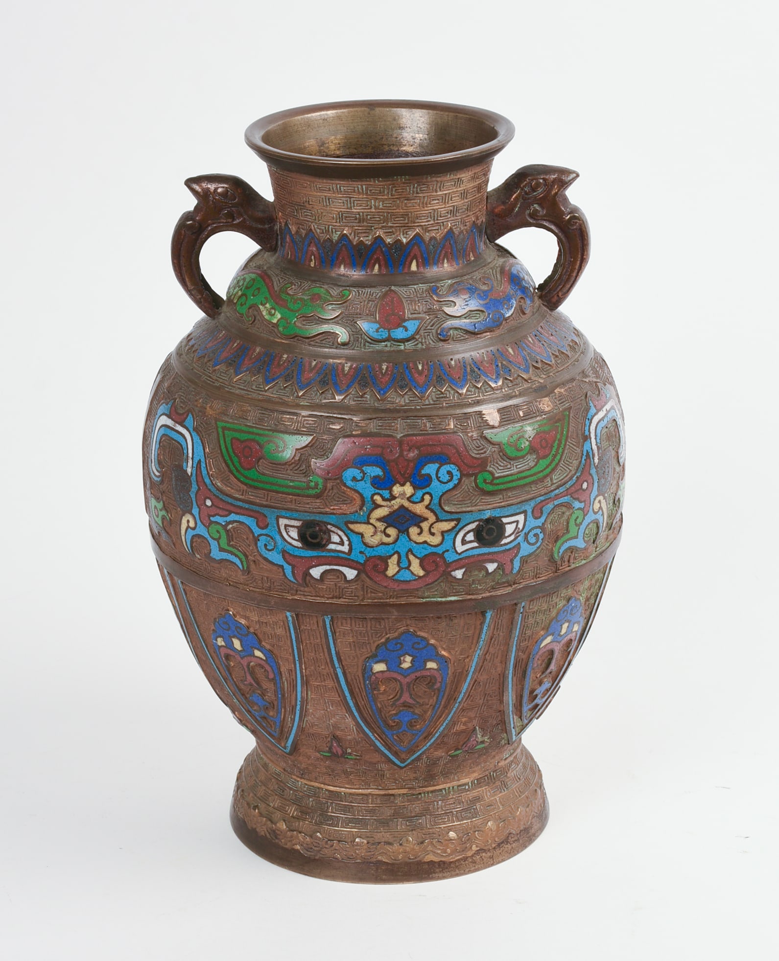 Bronze Vase with Champleve Decoration. - 3