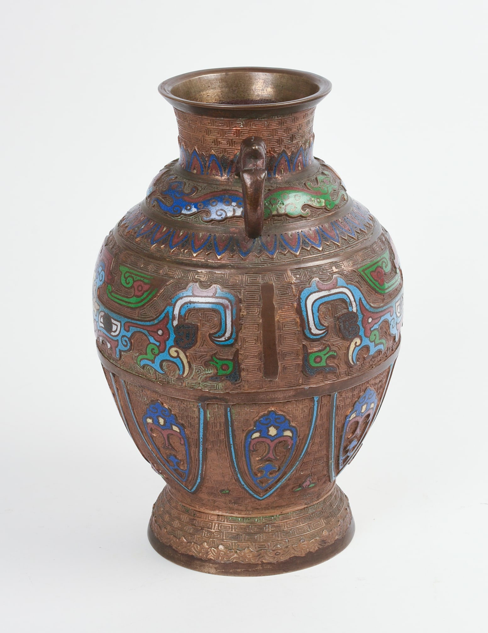Bronze Vase with Champleve Decoration. - 4