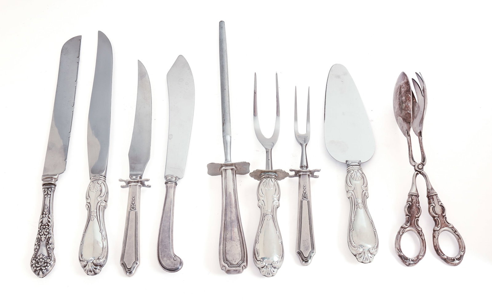 Nine Antique Sterling Handled Serving Utensils and Knives (1 of 7)