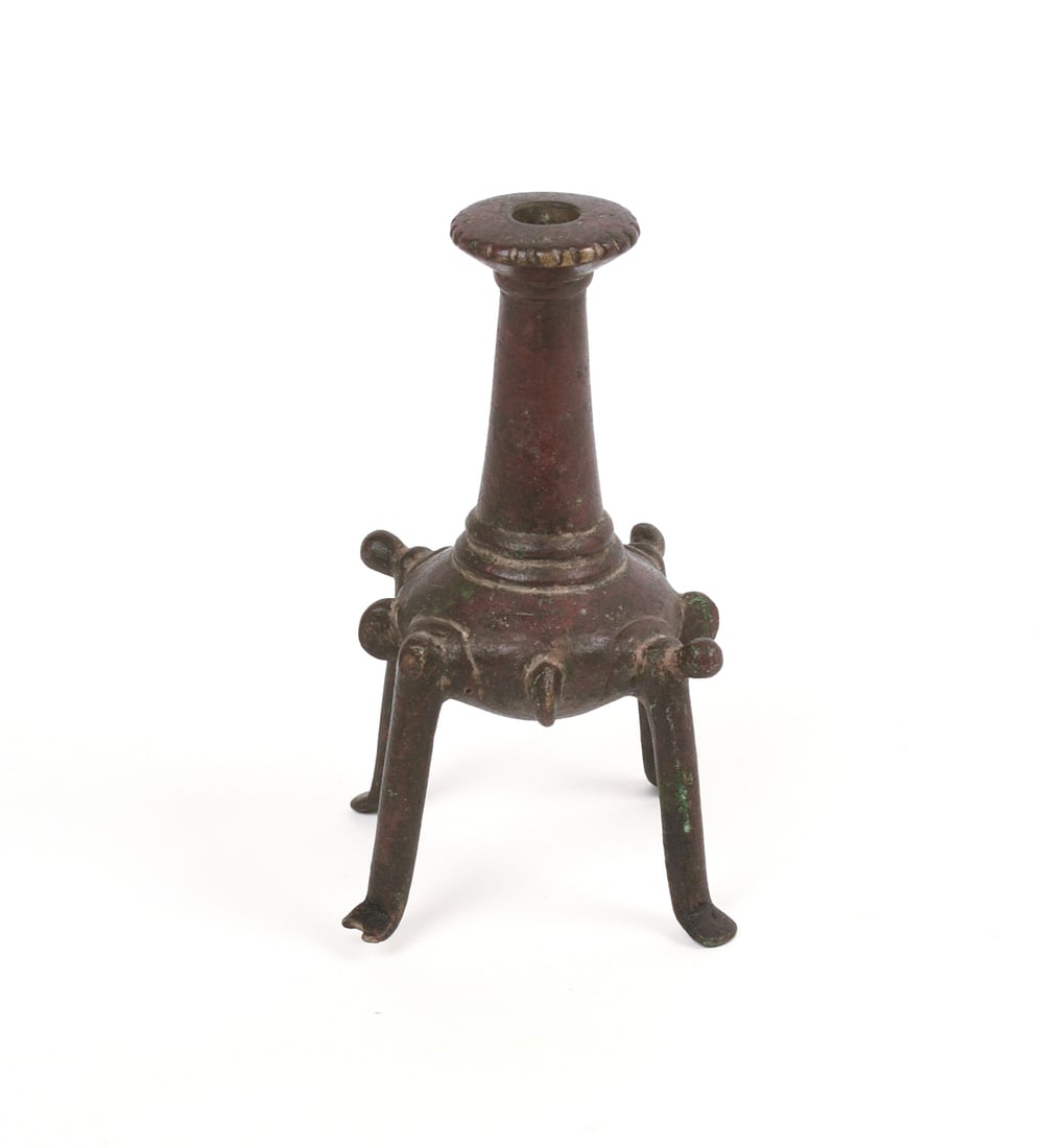 Antique Middle Eastern Bronze Kohl Container: Height 5 inches.